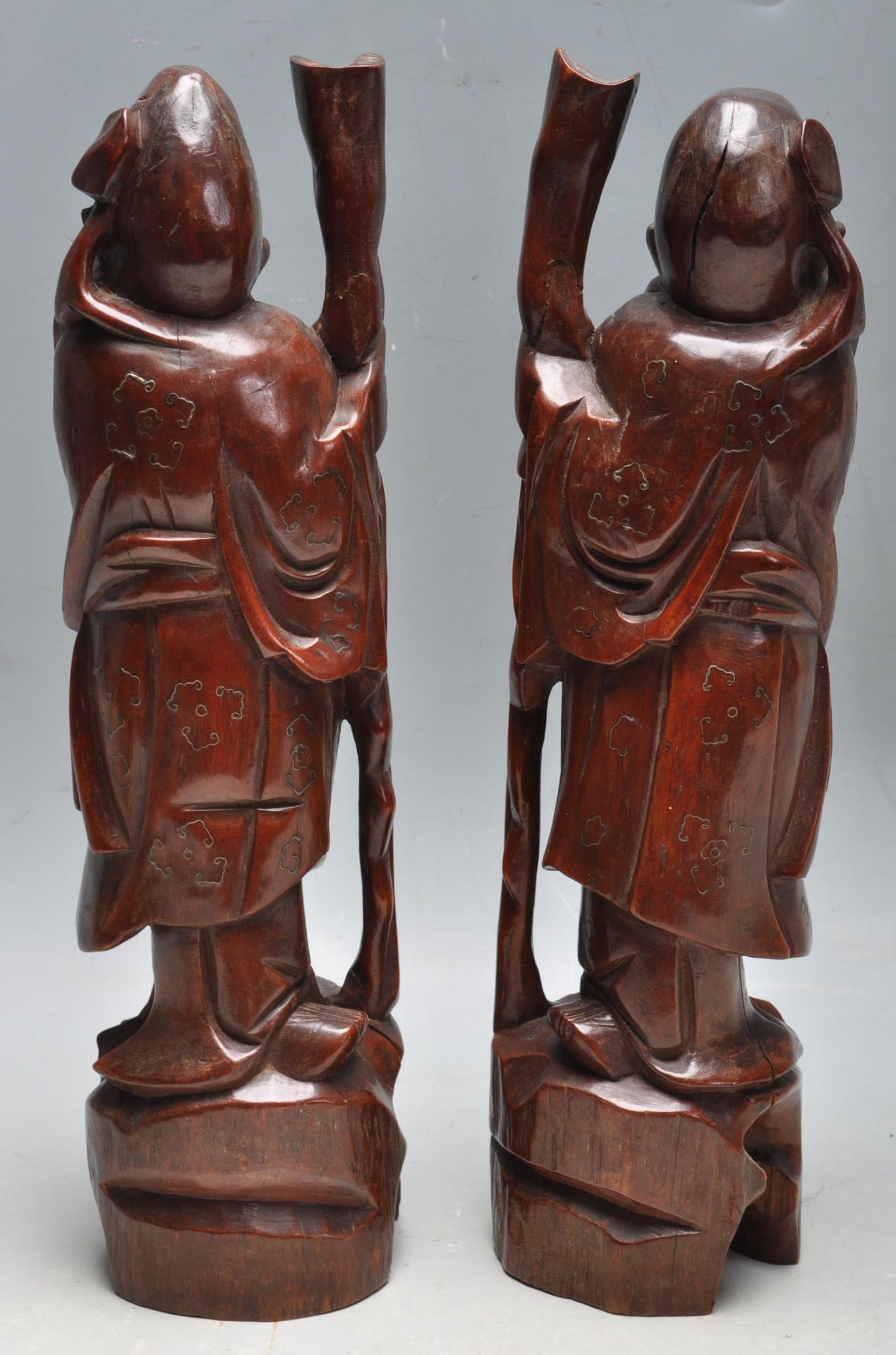 GROUP OF THREE 20TH CENTRY CHINESE HARDWOOD FIGURINES - Image 4 of 4