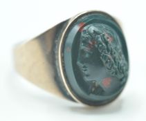 GEORGIAN BLOODSTONE MOURNING CAMEO RING