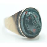 GEORGIAN BLOODSTONE MOURNING CAMEO RING