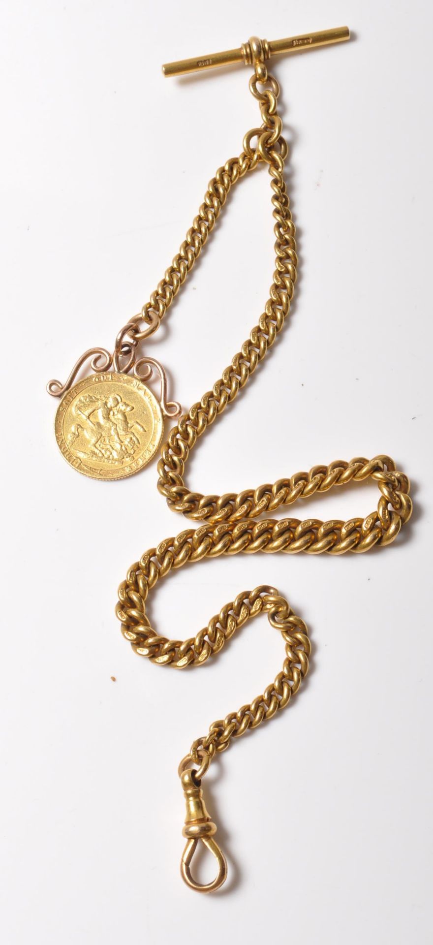 1820 GEORGE III SOVEREIGN AND 18CT GOLD POCKET WATCH CHAIN