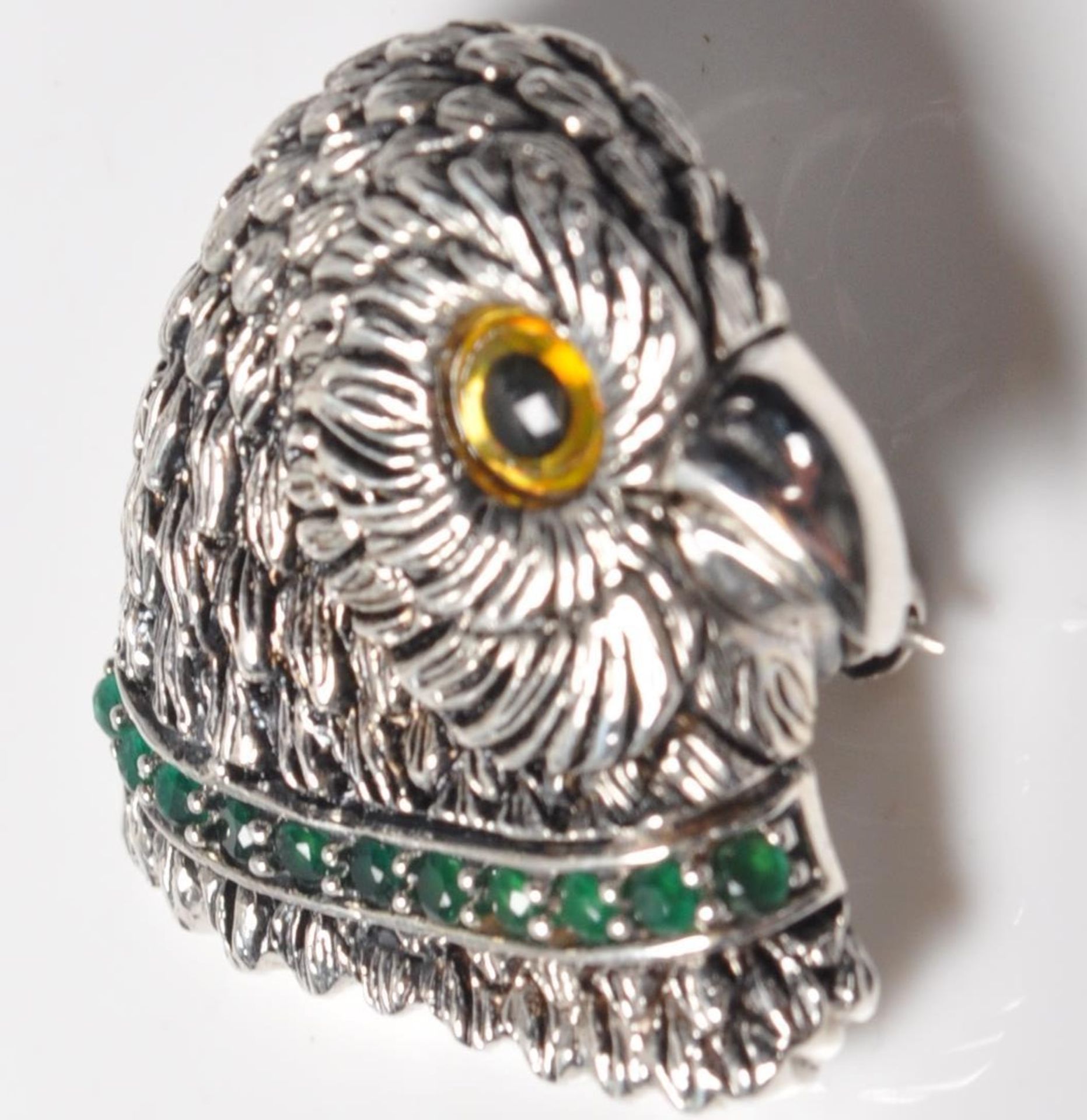STAMPED STERLING SILVER OWL SHAPED BROOCH - Image 4 of 4