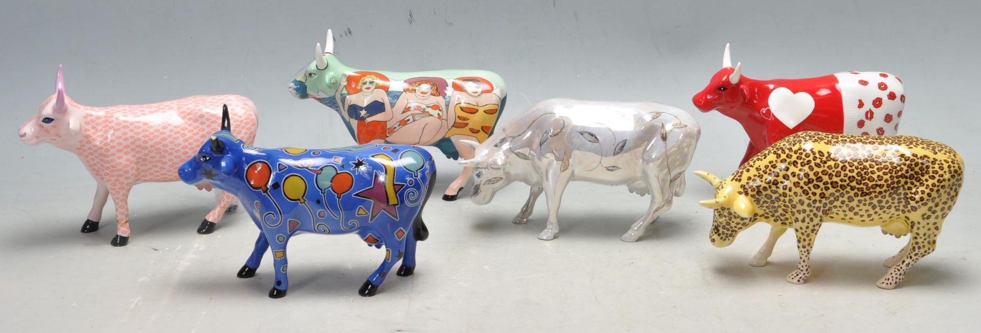 COW PARADE - VINTAGE POLYCROME CERAMIC COW FIGURINES