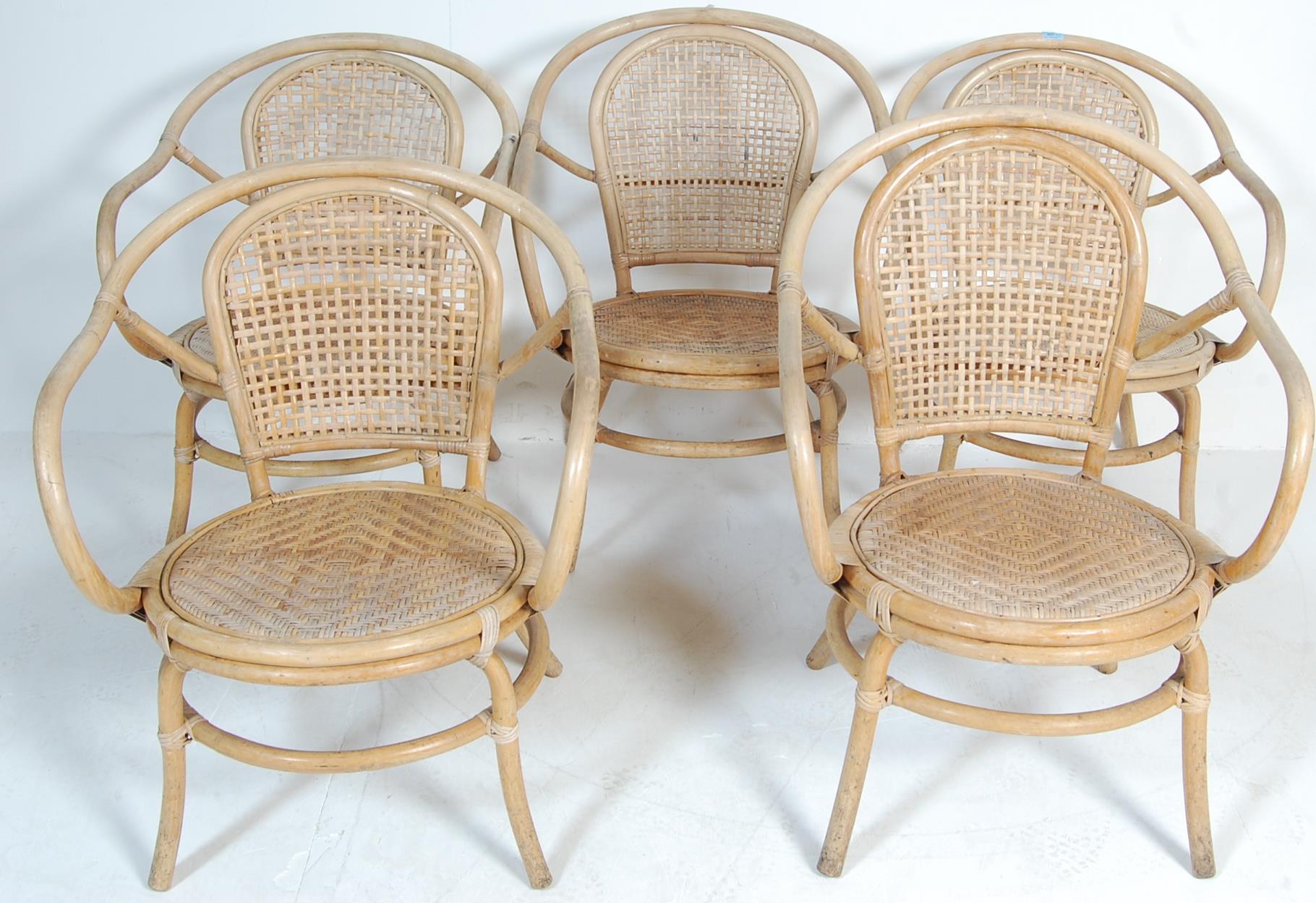 FIVE VINTAGE RETRO BENT BAMBOO CONSERVATORY CHAIRS - Image 2 of 4