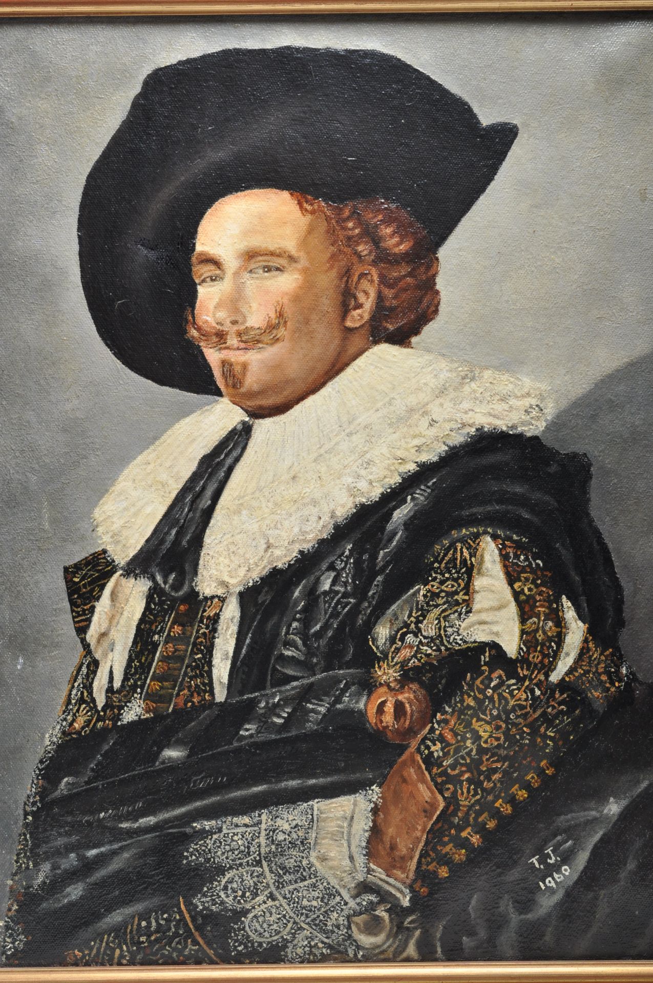 THE LAUGHING CAVALIER AFTER FRANS HALS OIL ON CANVAS PAINTING - Bild 2 aus 8