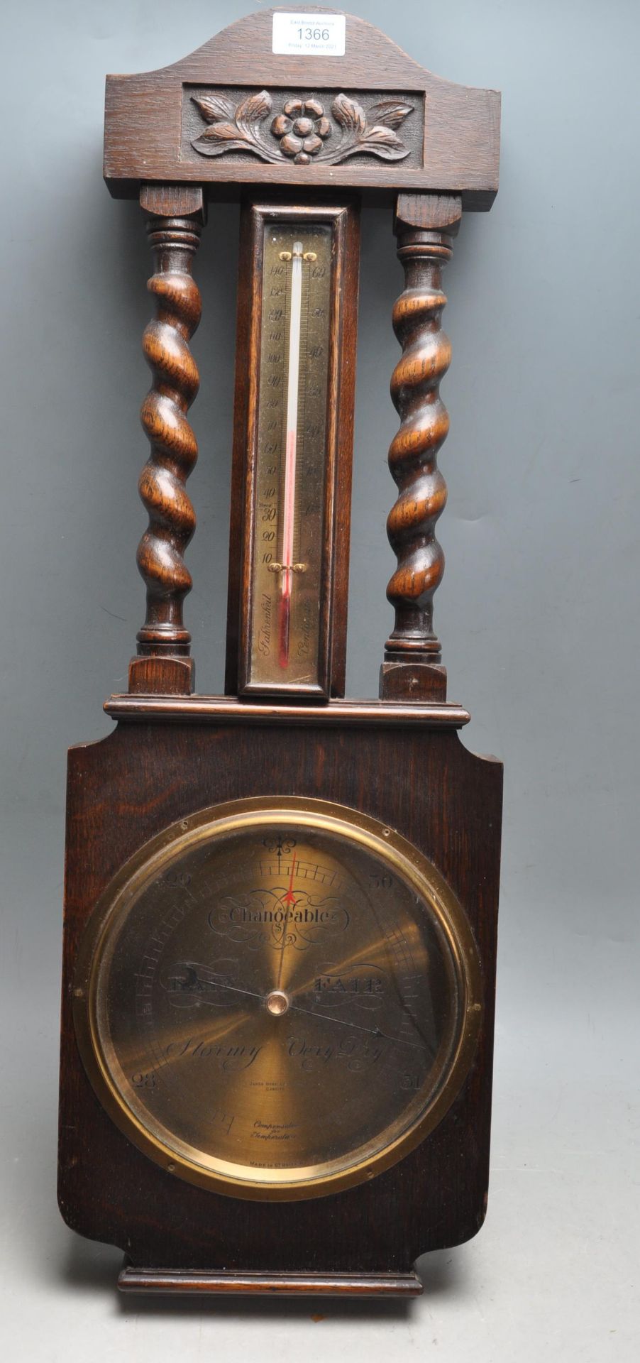 CIRCA 1930’S OAK CASE BANJO BAROMETER