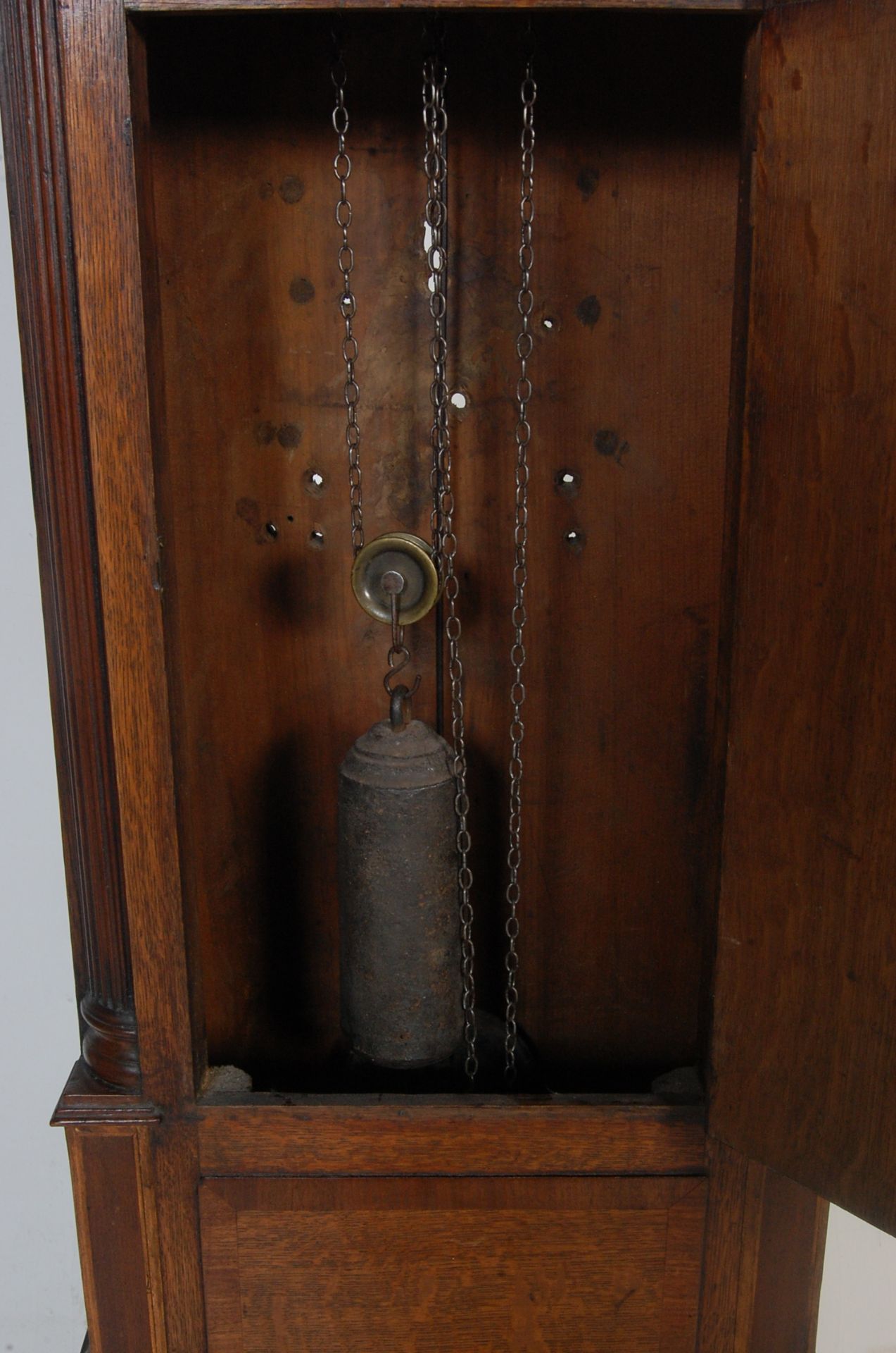 GERGE III 19TH CENTURY OAK INLAID GRANDFATHER CLOCK BY W M CHAMTLER OF TAMWORTH - Bild 10 aus 11