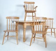 VICTORIAN STYLE PINE DINING TABLE AND CHAIRS SET