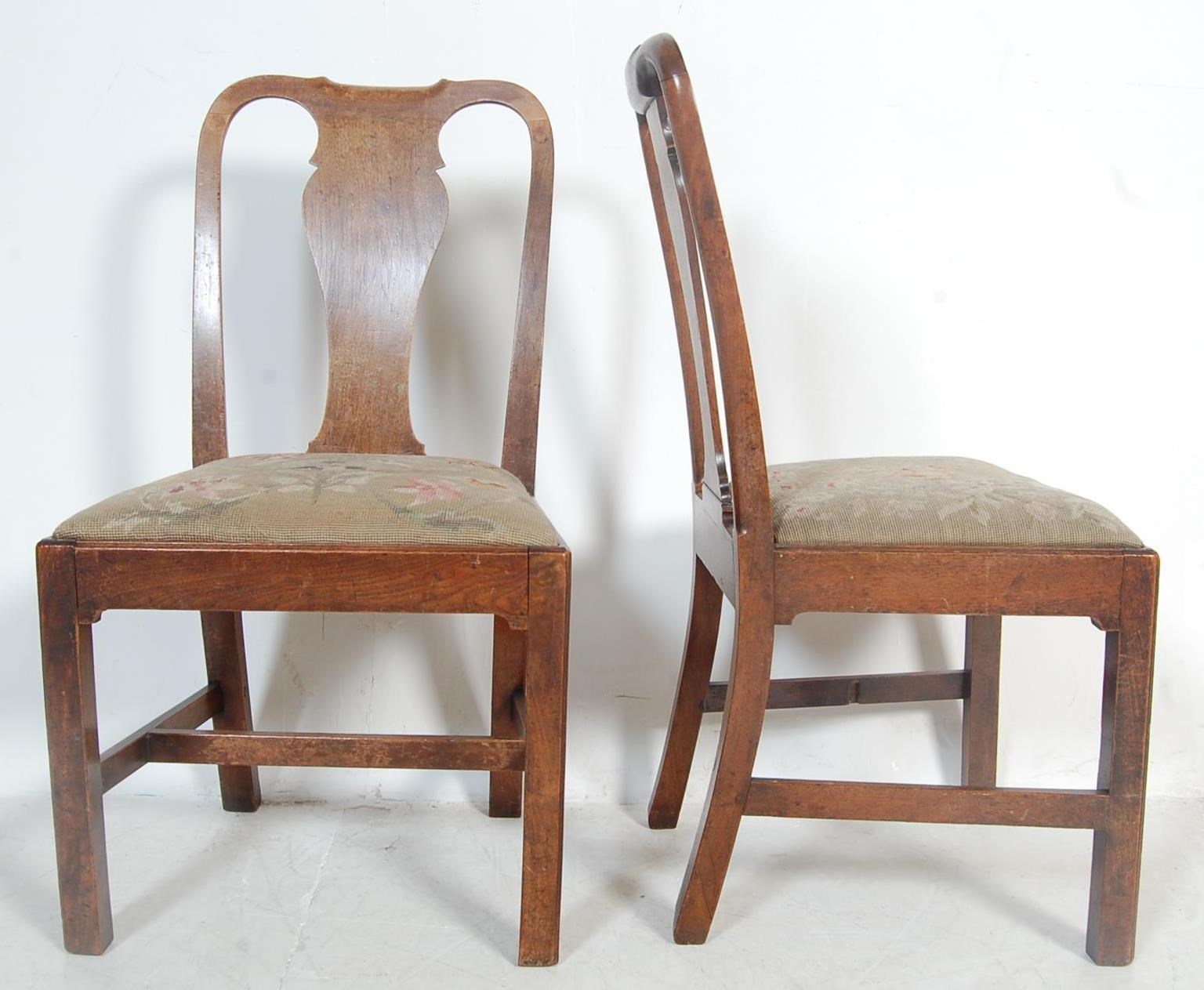 PAIR 18TH CENTURY QUEEN ANNE OAK BEDROOM CHAIRS - Image 7 of 8