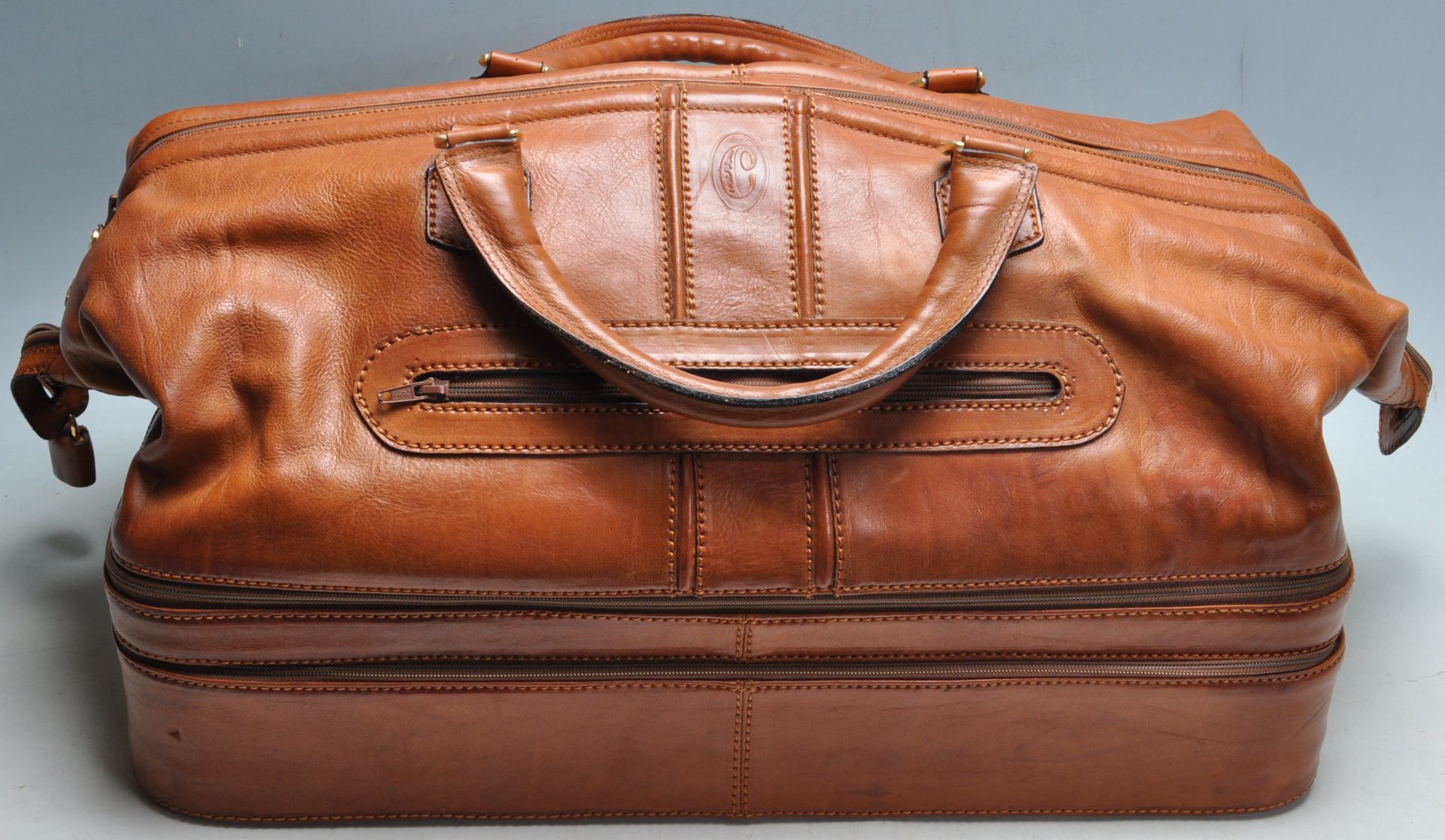 DESIGNER PORTUGUESE TAN LEATHER OVERNIGHT BAG BY CEANCAREL