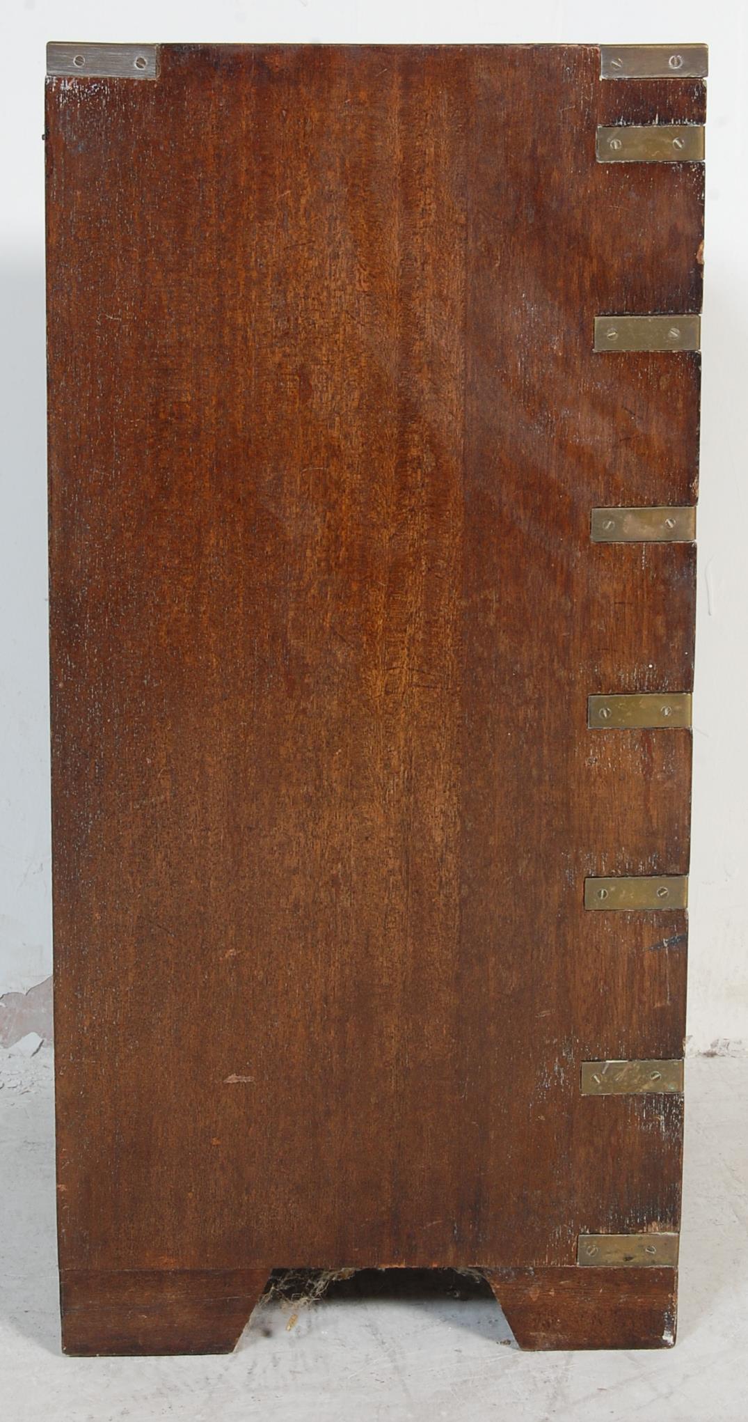 MAHOGANY AND BRASS CAMPAIGN PEDESTAL CHEST OF DRAWERS - Image 4 of 10