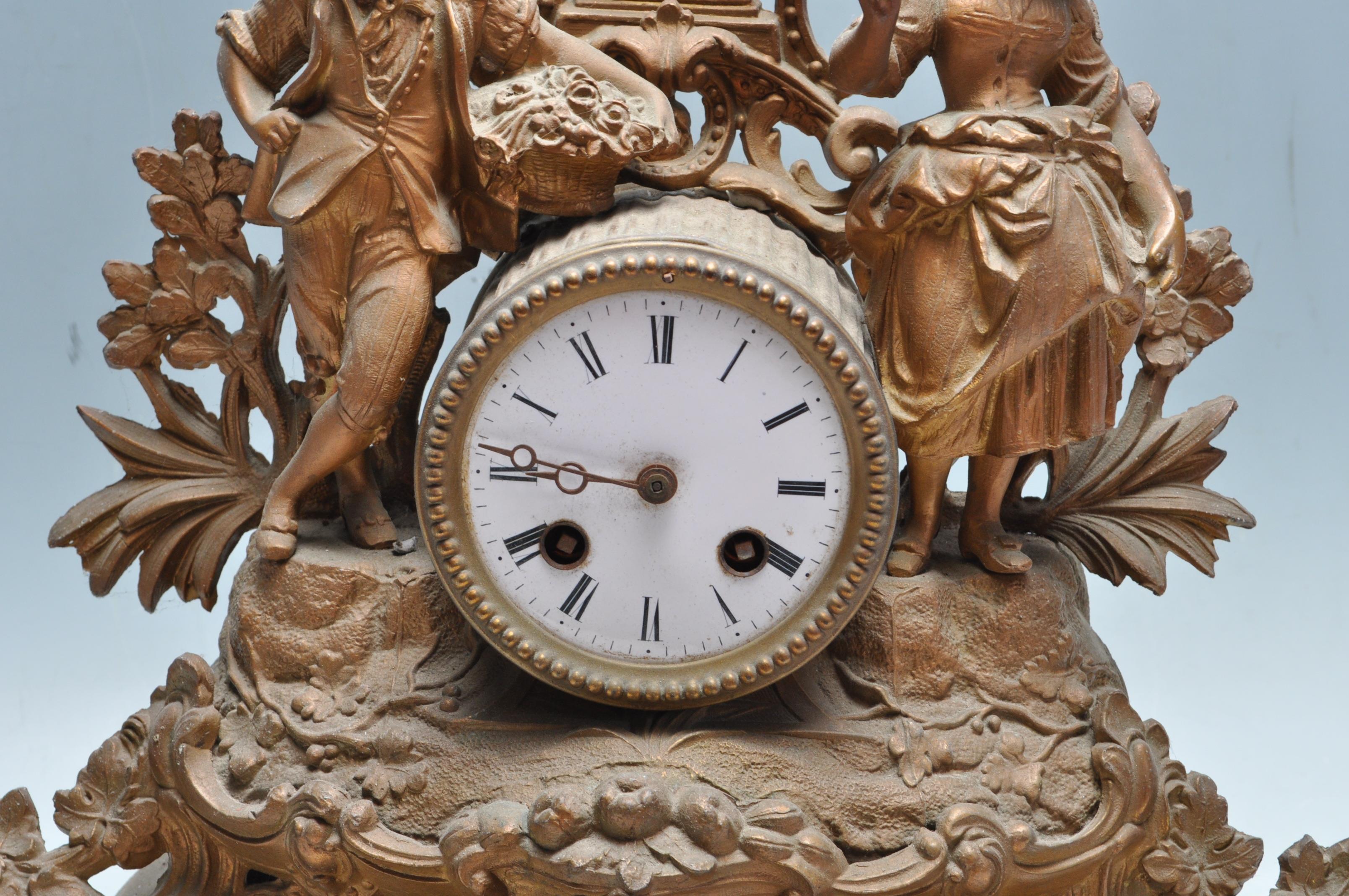 EARLY 20TH CENTURY BRASS FRENCH GARNITURE MANTEL CLOCK - Image 2 of 9