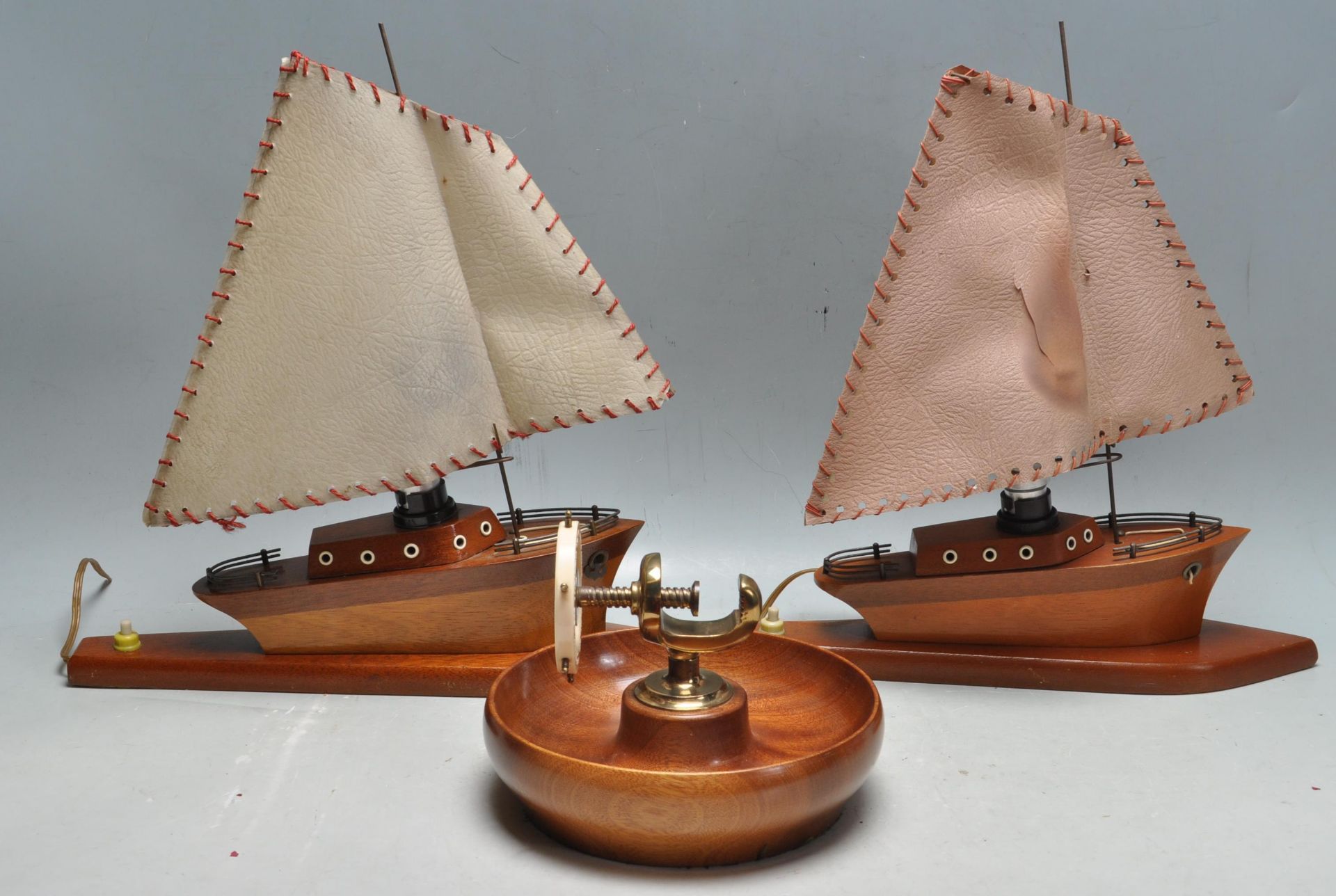 PAIR OF RETRO BOAT LAMPS AND NAUTICAL NUT CRACKER