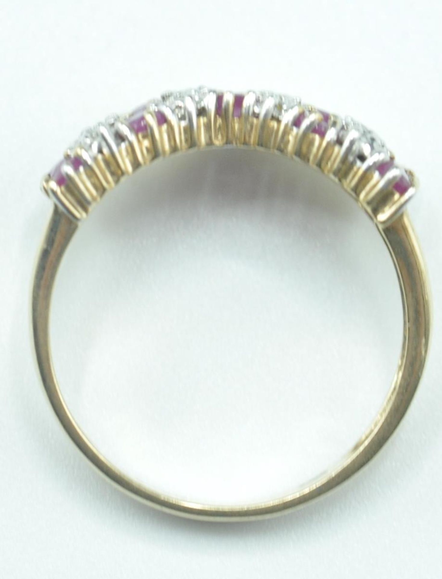 9CT GOLD PINK AND WHITE STONE RING - Image 6 of 6
