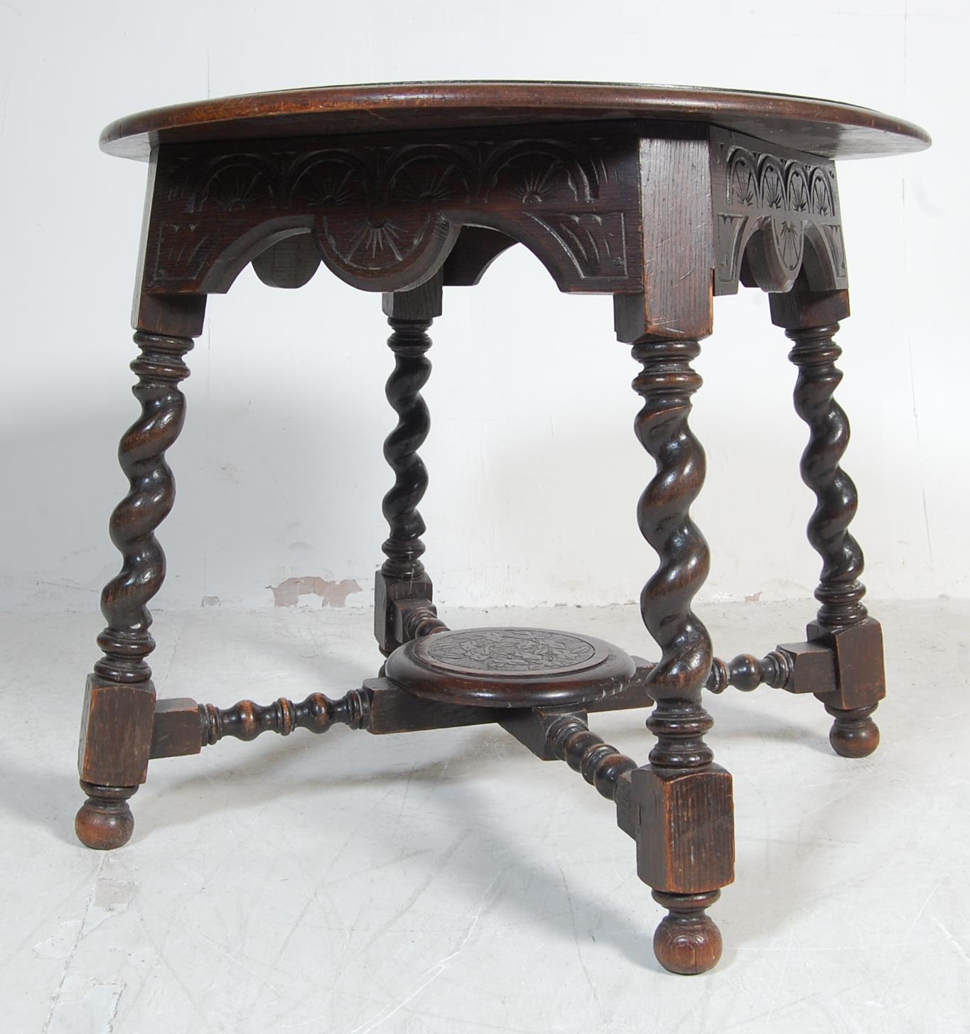 19TH CENTURY VICTORIAN CARVED OAK TABLE & CHAIRS - Image 3 of 19