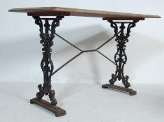 19TH CENTURY VICTORIAN CAST IRON AND WOOD GARDEN TABLE / PUB TABLE