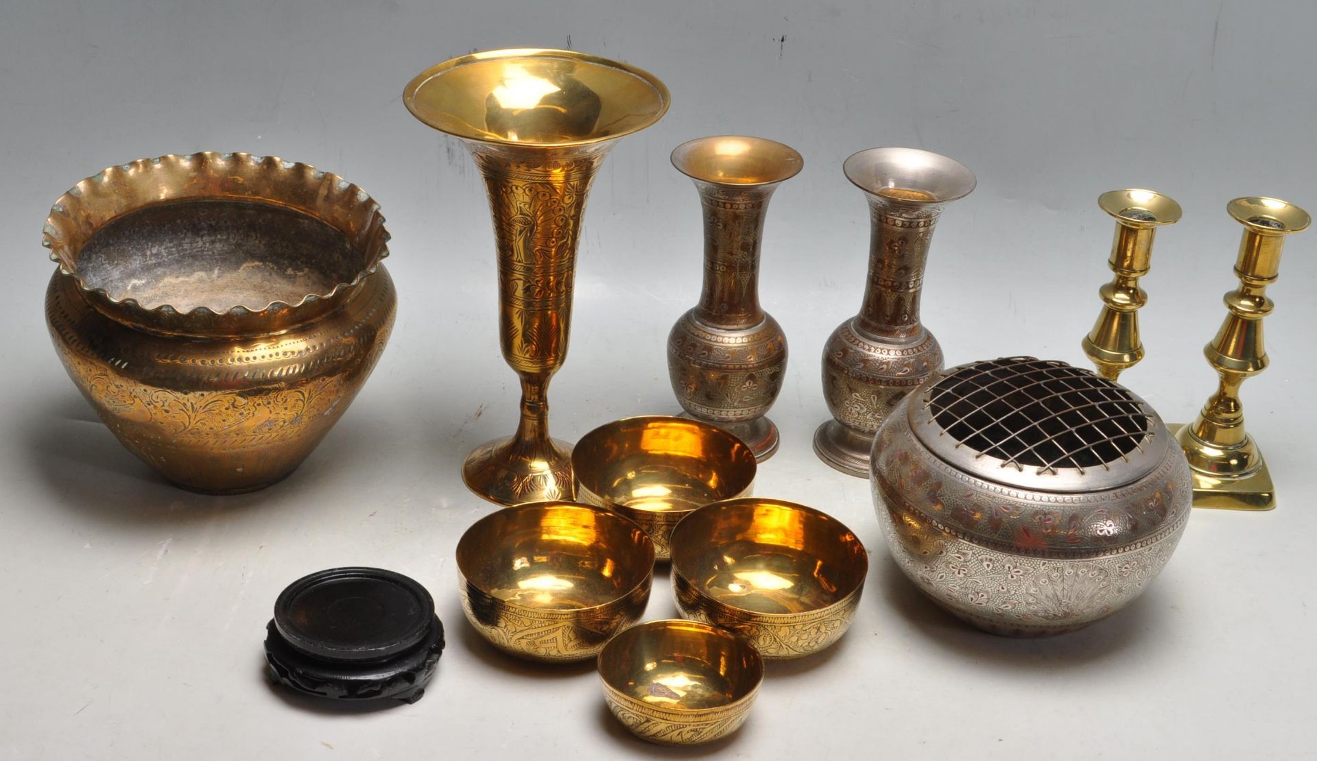 COLLECTION OF 20TH CENTURY INDIAN / PERSIAN BRASS WARE