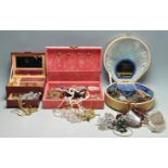 COLLECTION OF VINTAGE 20TH CENTURY COSTUME JEWELLERY IN THREE VINTAGE JEWELLERY BOXES