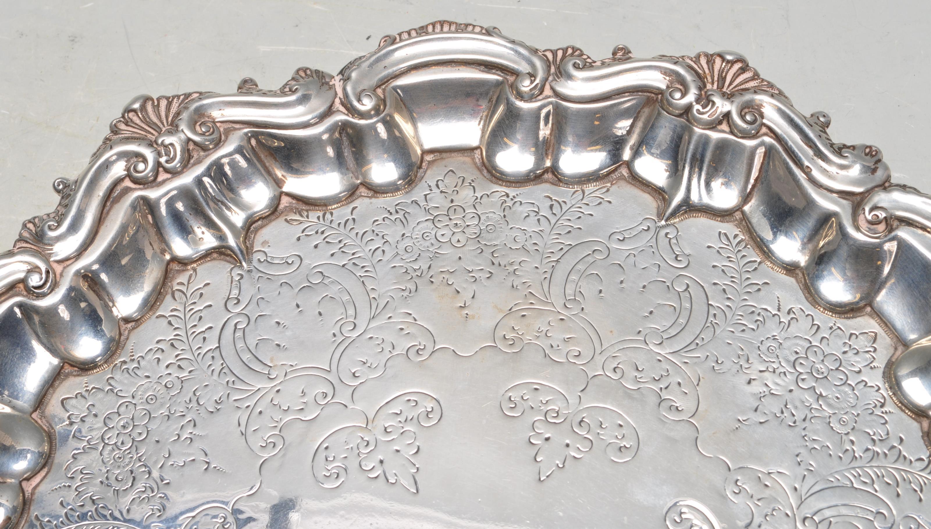 ANTIQUE BARKER BROTHERS SILVER SALVER - Image 4 of 6