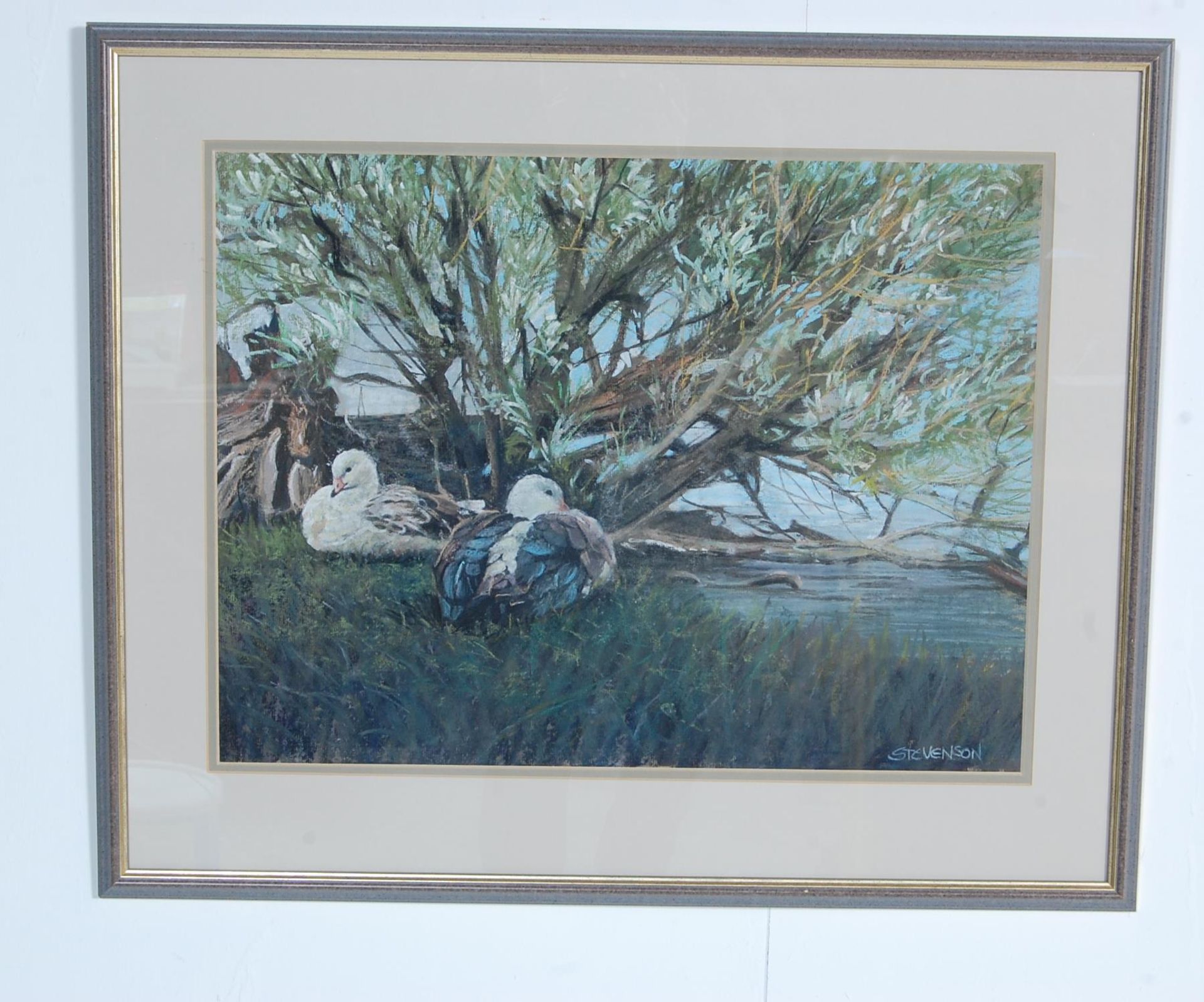 WENDY L STEVENSON 1950 - 2003 ANDEAN GEESE PASTEL ON INGRE BOARD