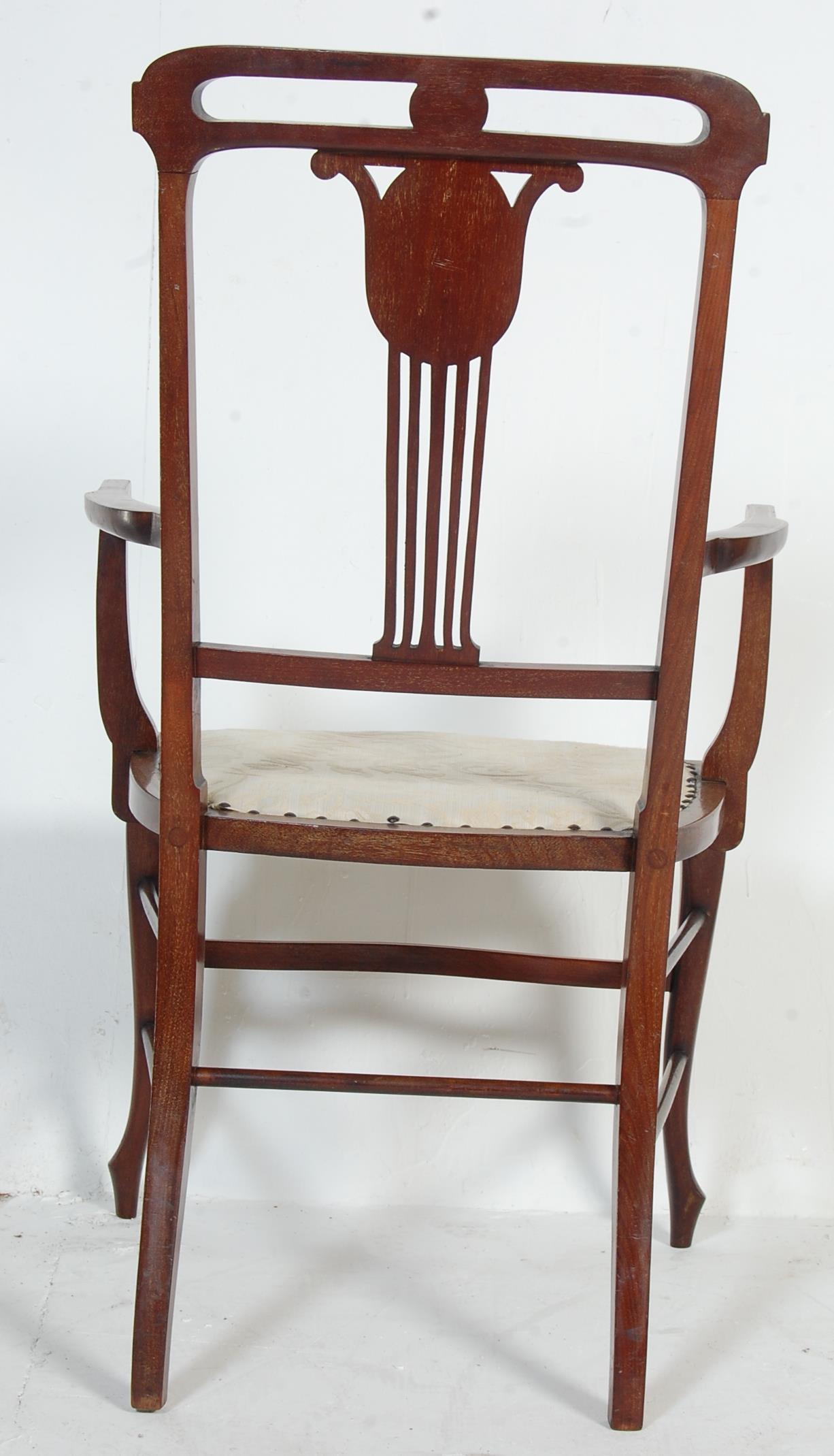 EDWARDIAN MARQUETRY INLAID MAHOGANY ARMCHAIR - Image 5 of 6