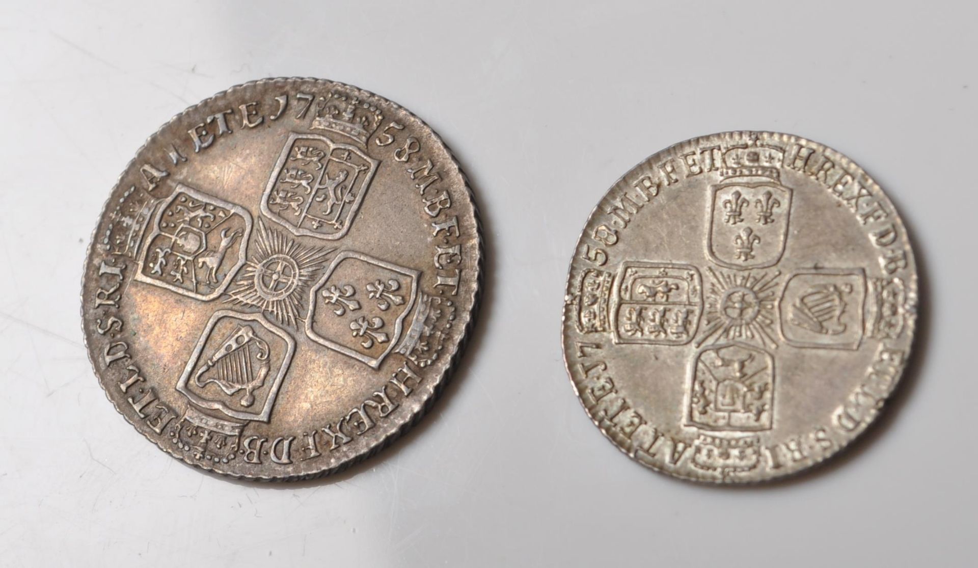 18TH CENTURY GEORGIAN SHILLING AND SIXPENCE