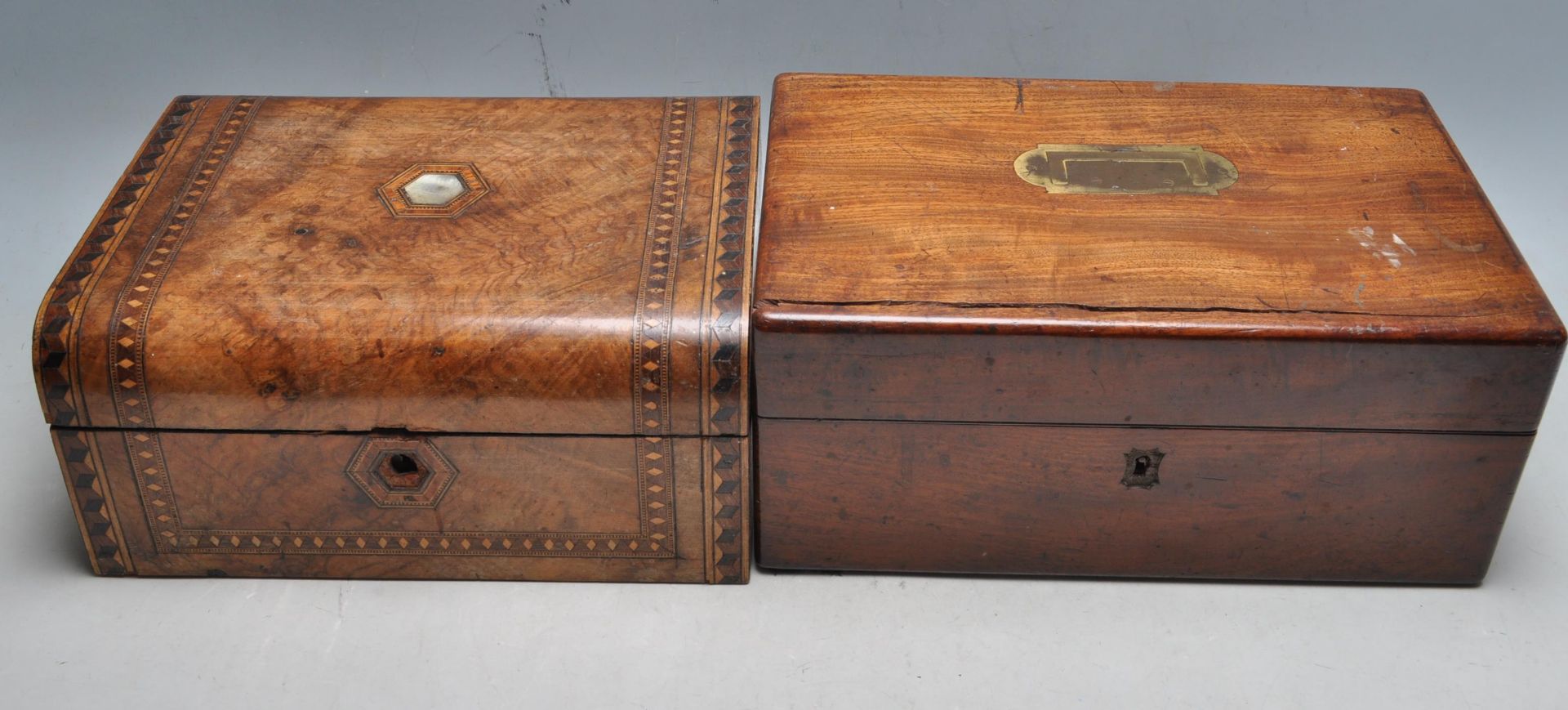 TWO ANTIQUE JEWELLERY BOXES