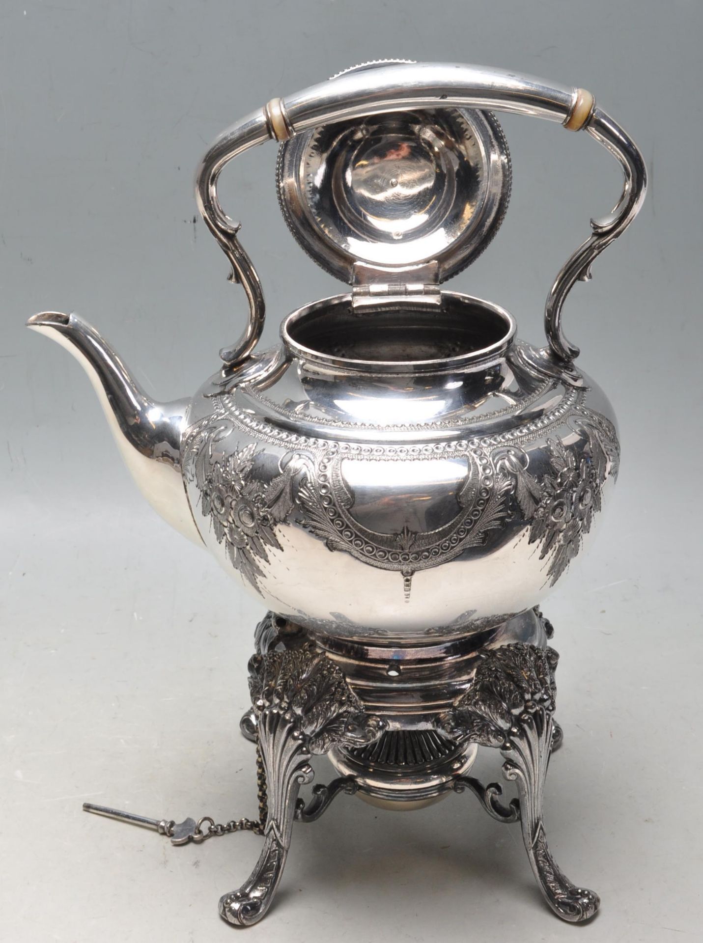 20TH CENTURY SILVER PLATE SPIRIT KETTLE BY JAMES DEAKIN & SONS - Image 7 of 8