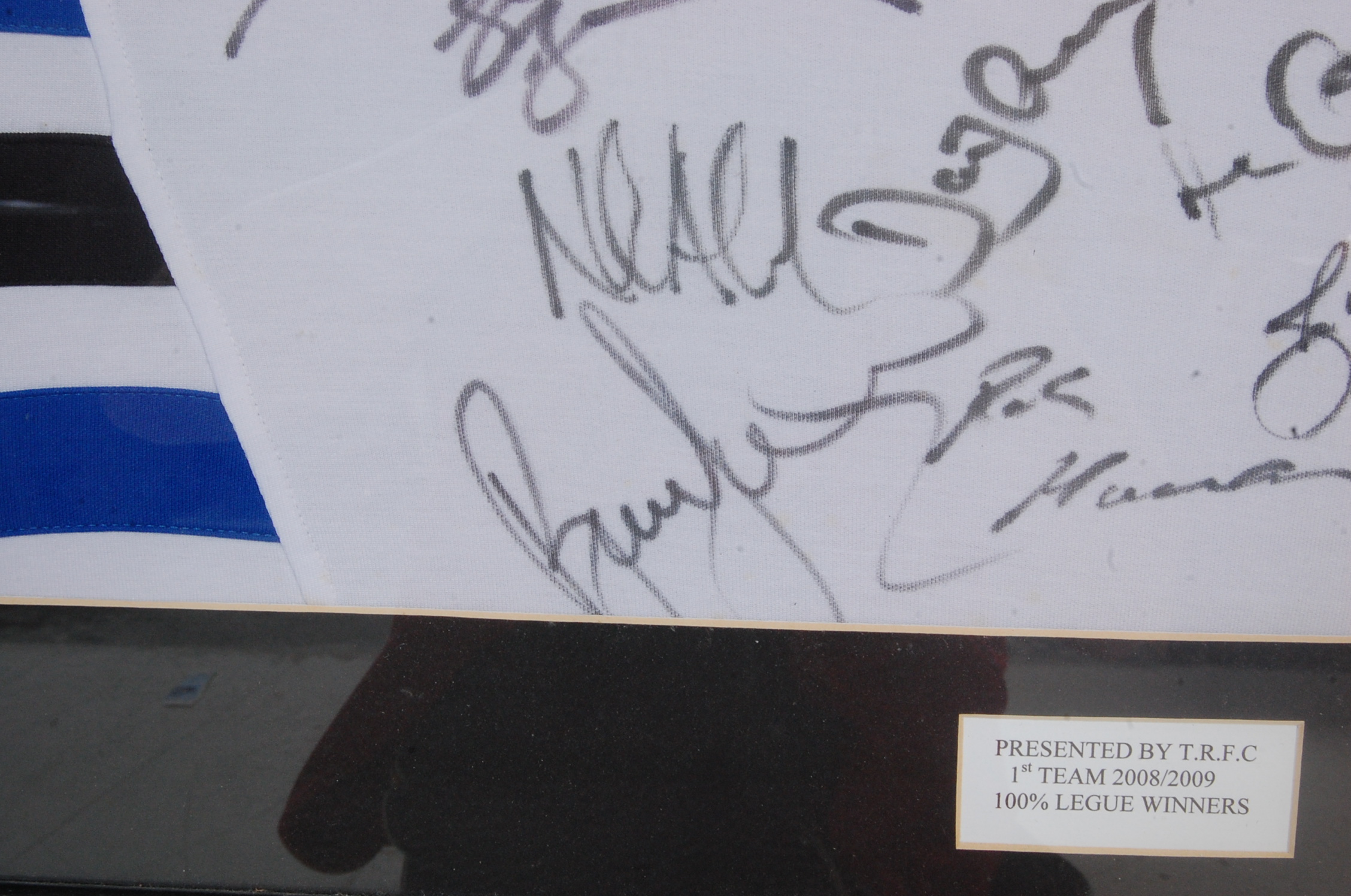 A signed and framed Bath Rugby shirt being well framed and presented bearing notation box for 1st - Image 8 of 9