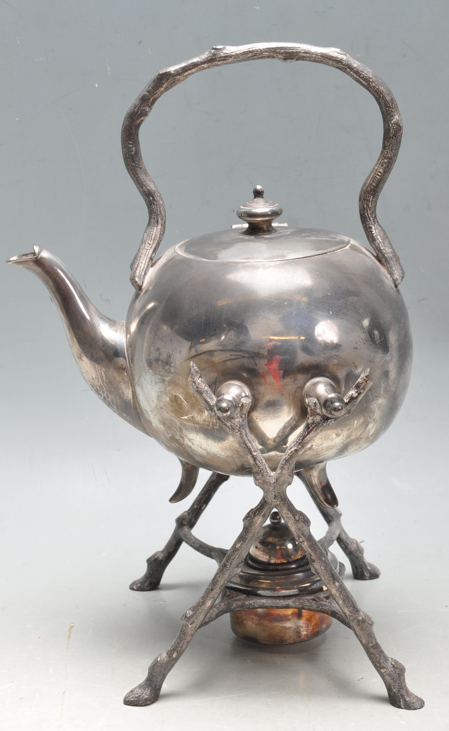 EARLY 20TH CENTURY SILVER PLATED SPIRIT KETTLE BY JOHN TURTON AND CO