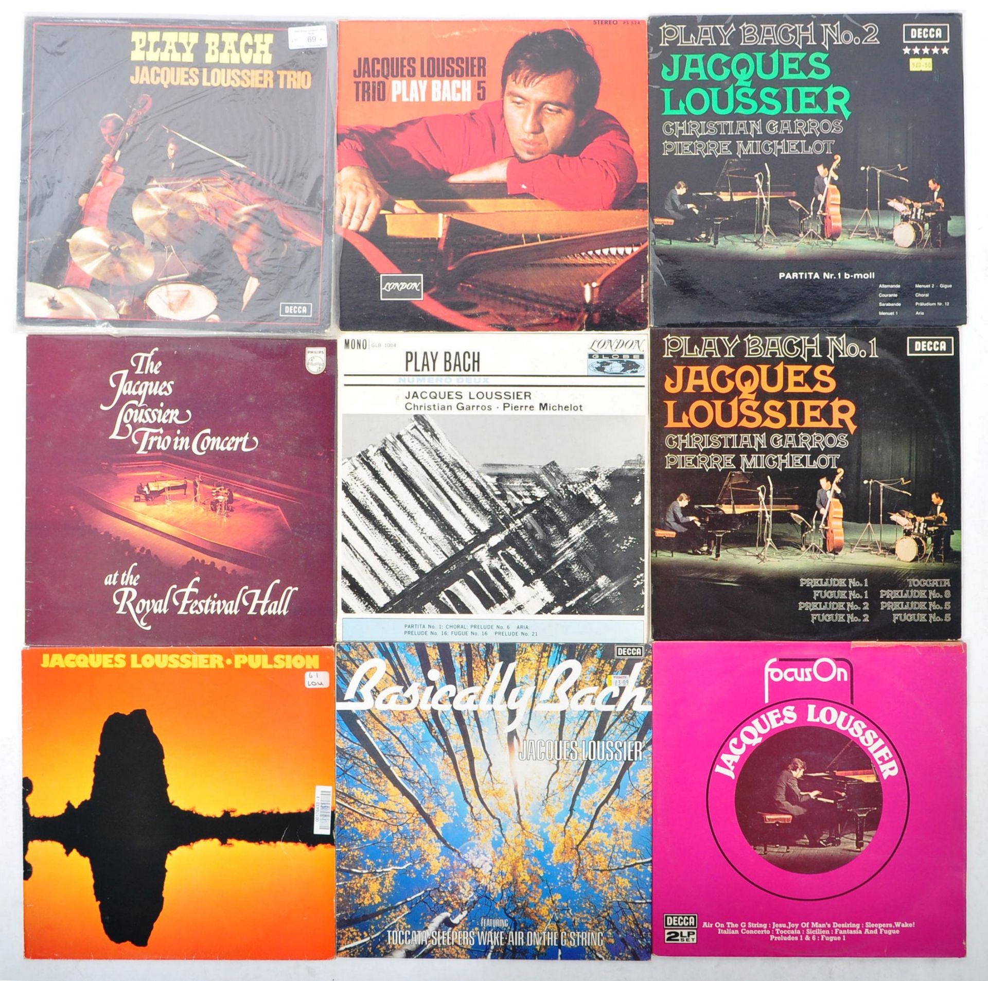 JACQUES LOUSSIER TRIO - GROUP OF NINE VINYL RECORD ALBUMS