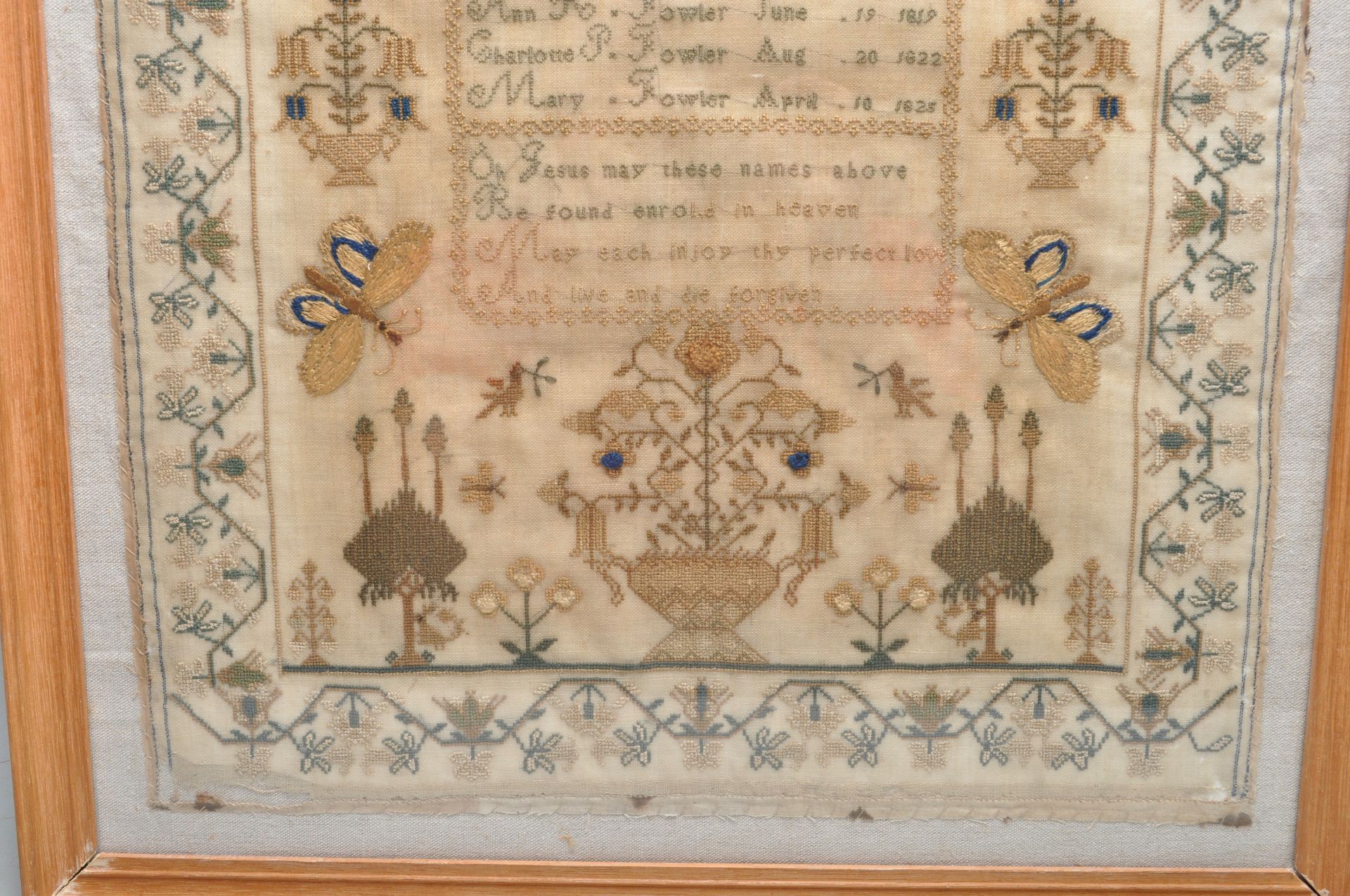 EARLY 19TH CENTURY 1834 REGENCY FRAMED SAMPLER - Bild 4 aus 6