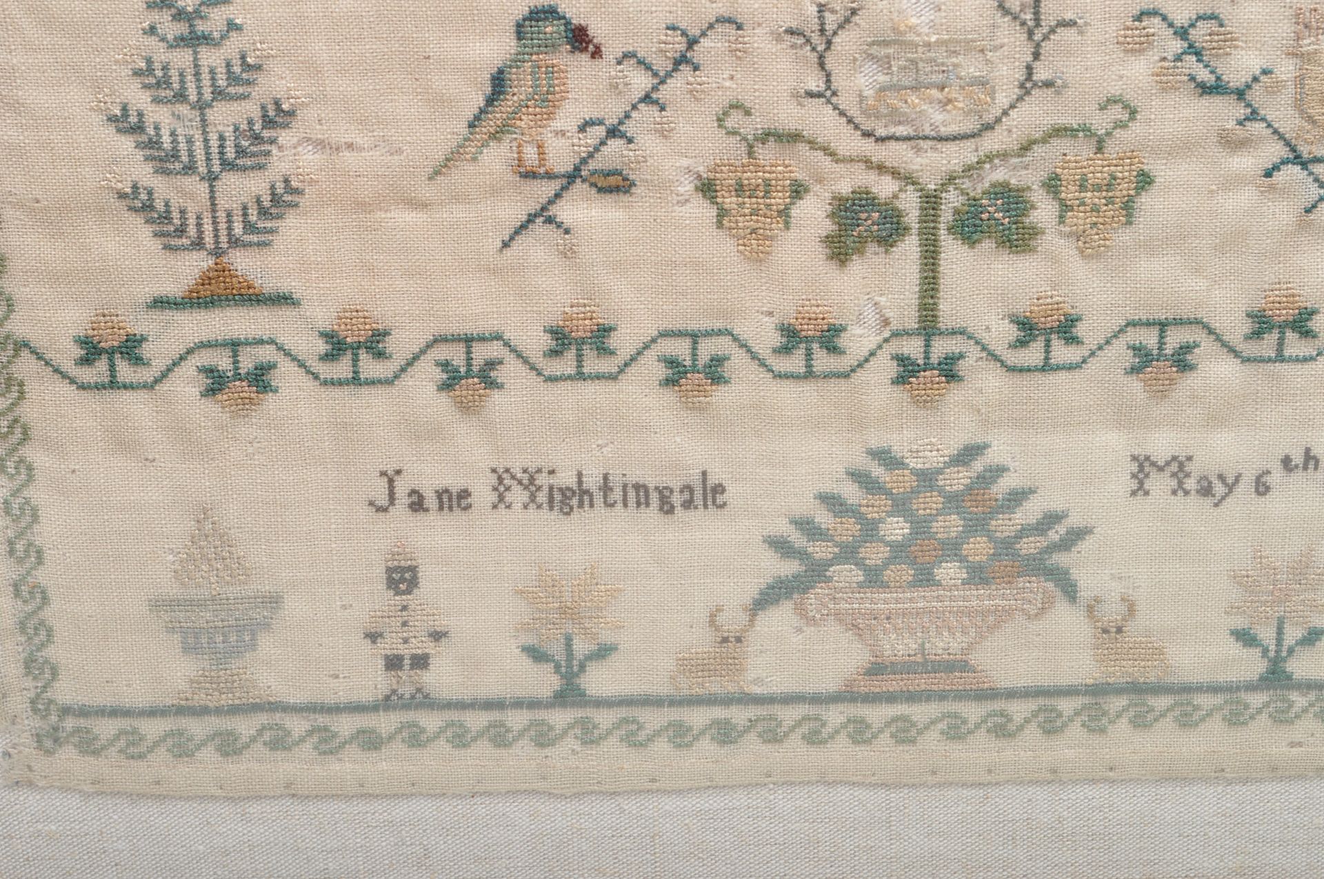 EARLY 19TH CENTURY NEEDLEPOINT SAMPLER 1834 - Image 4 of 6