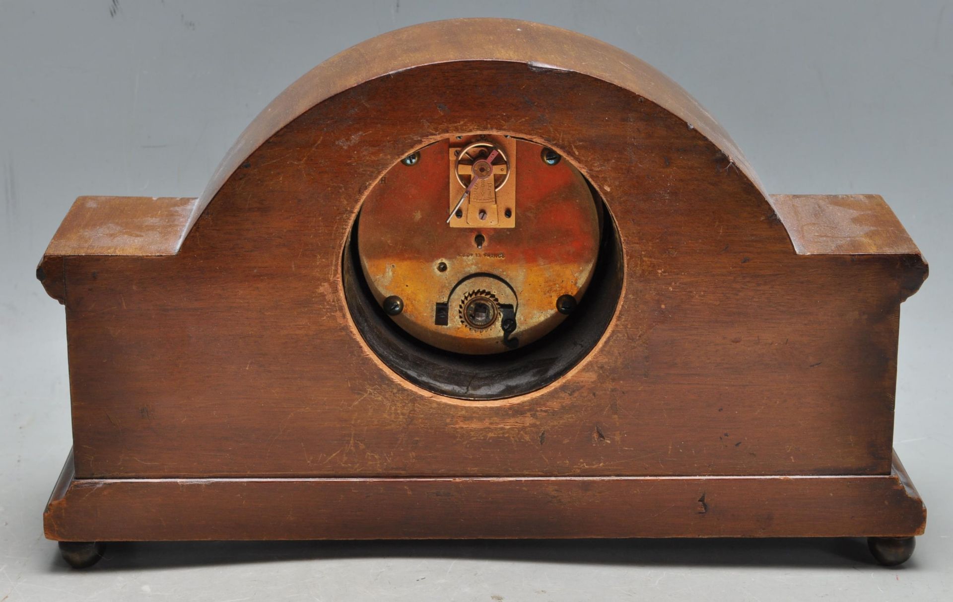 EDWARDIAN MAHOGANY INLAID DOME TOP MANTLE CLOCK - Bild 7 aus 8