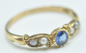 VICTORIAN 18CT GOLD SAPPHIRE AND PEARL RING