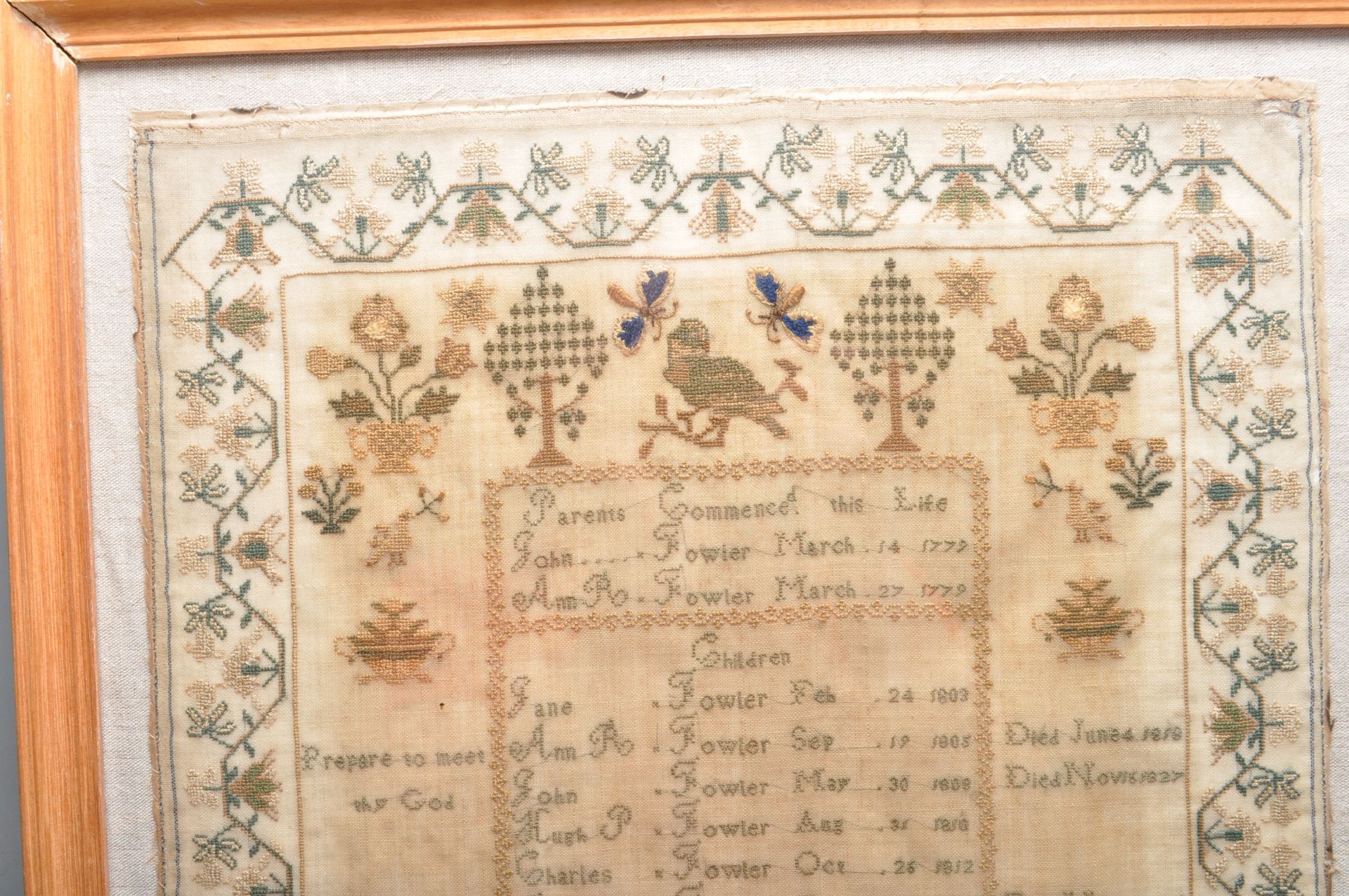 EARLY 19TH CENTURY 1834 REGENCY FRAMED SAMPLER - Bild 2 aus 6