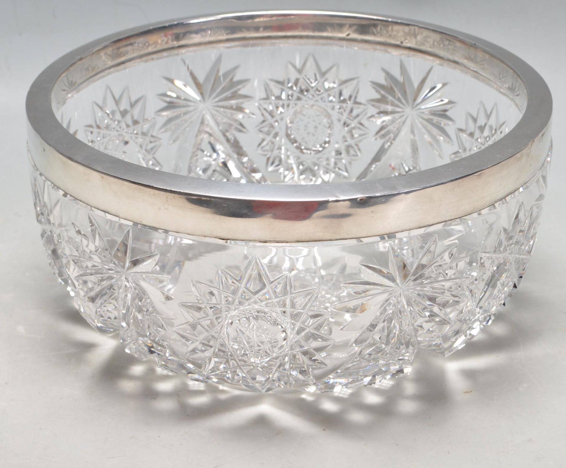 1922 BIRMINGHAM SILVER AND CUT GLASS FRUIT BOWL BY JOHN GRINSELL & SONS