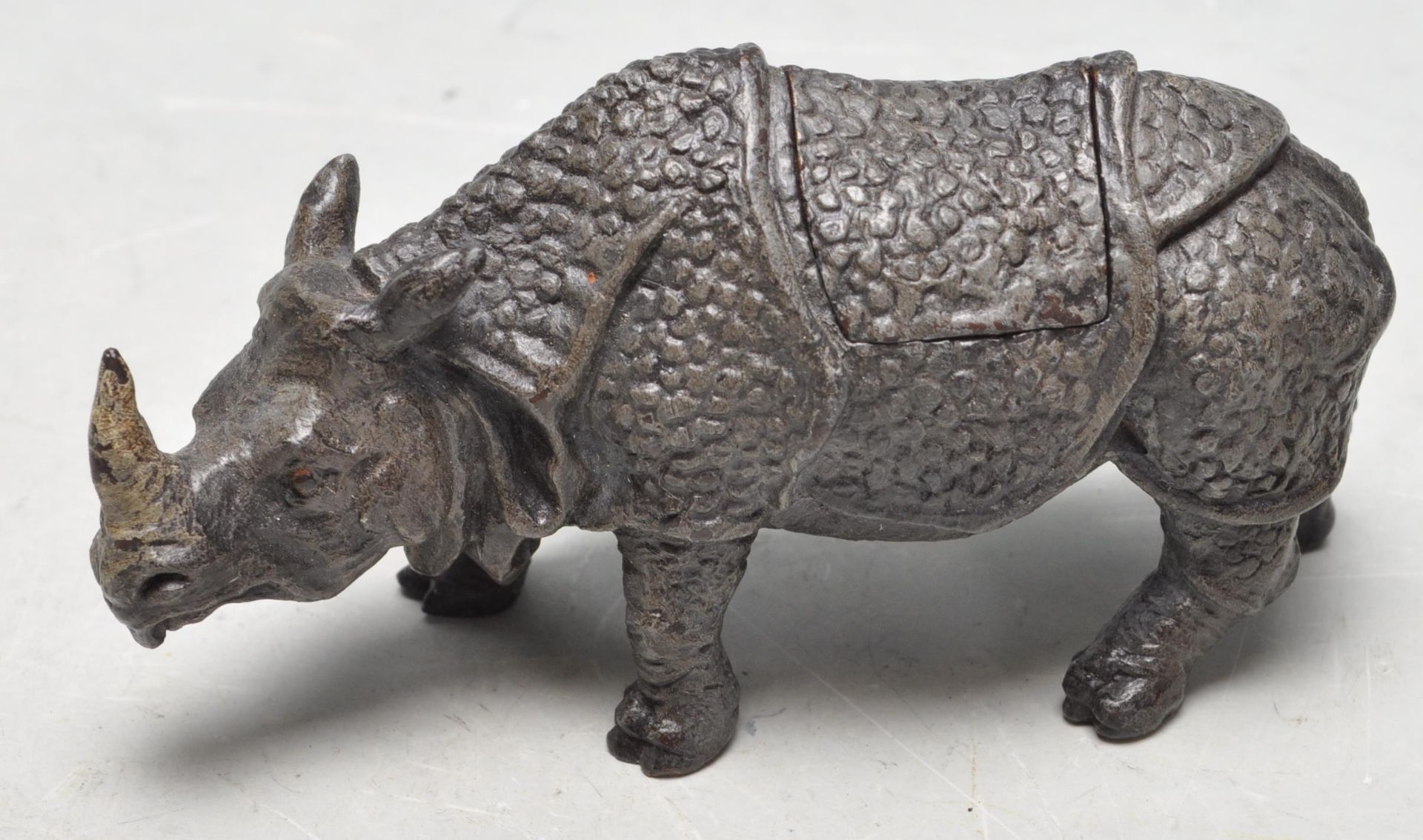 VINTAGE STYLE BRONZE INKWELL IN THE SHAPE OF A RHINOCEROS