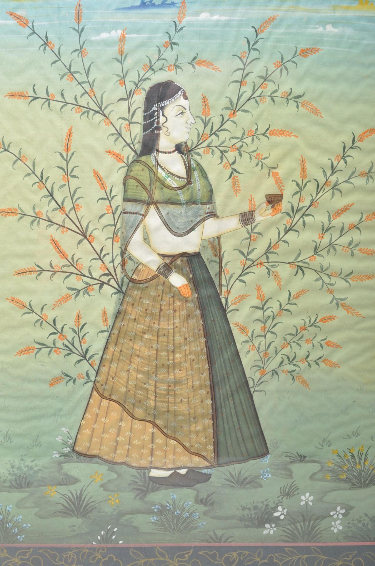 ANTIQUE EARLY 20TH CENTURY INDIAN SILK PAINTINGS - Image 5 of 7