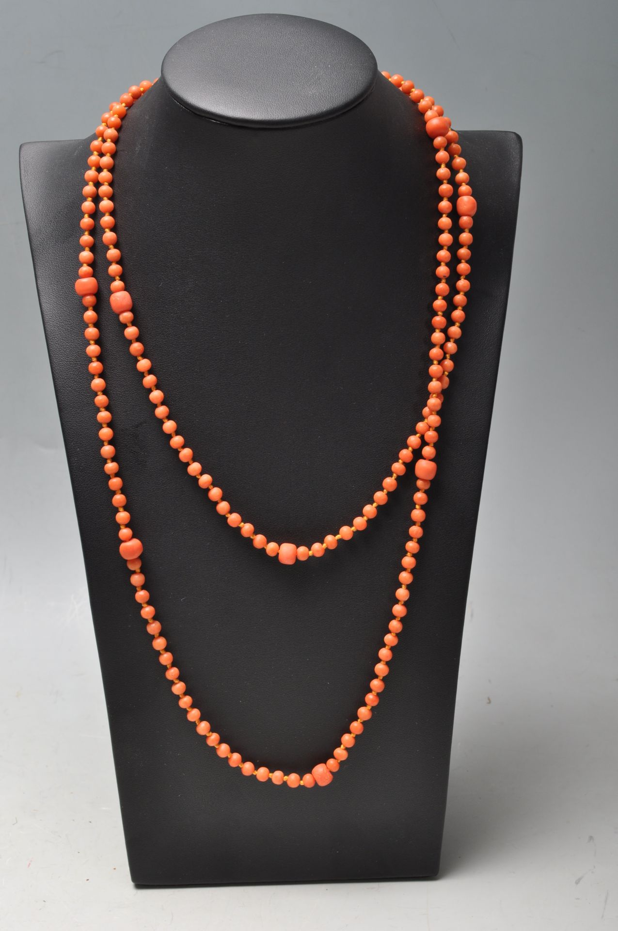 CORAL AND 9CT GOLD BEADED NECKLACE
