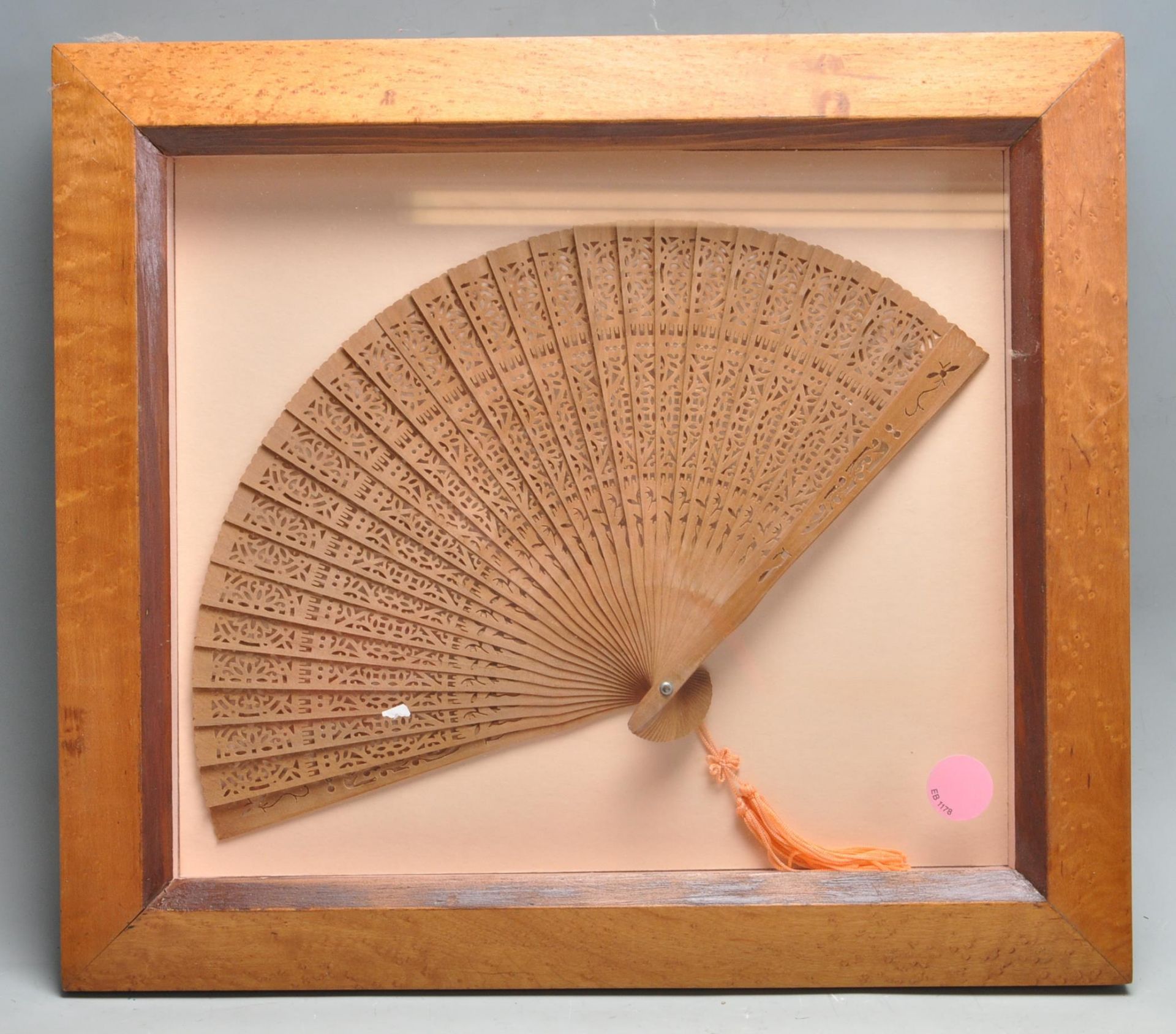 LATE 20TH CENTURY HARDWOOD PIERCED LADIES FAN