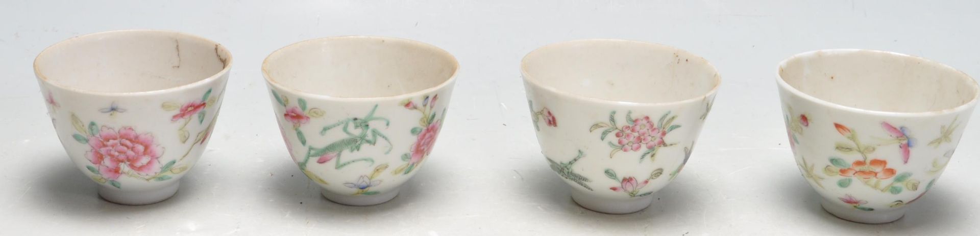 SET OF FOUR ANTIQUE QIANLONG CHINESE PORCELAIN TEA CUPS