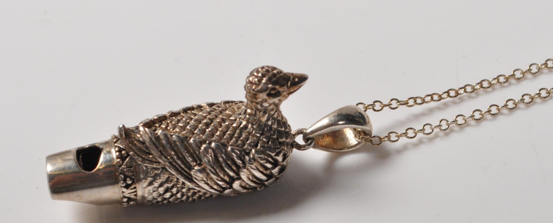 SILVER DUCK WHISTLE PENDANT NECKLACE