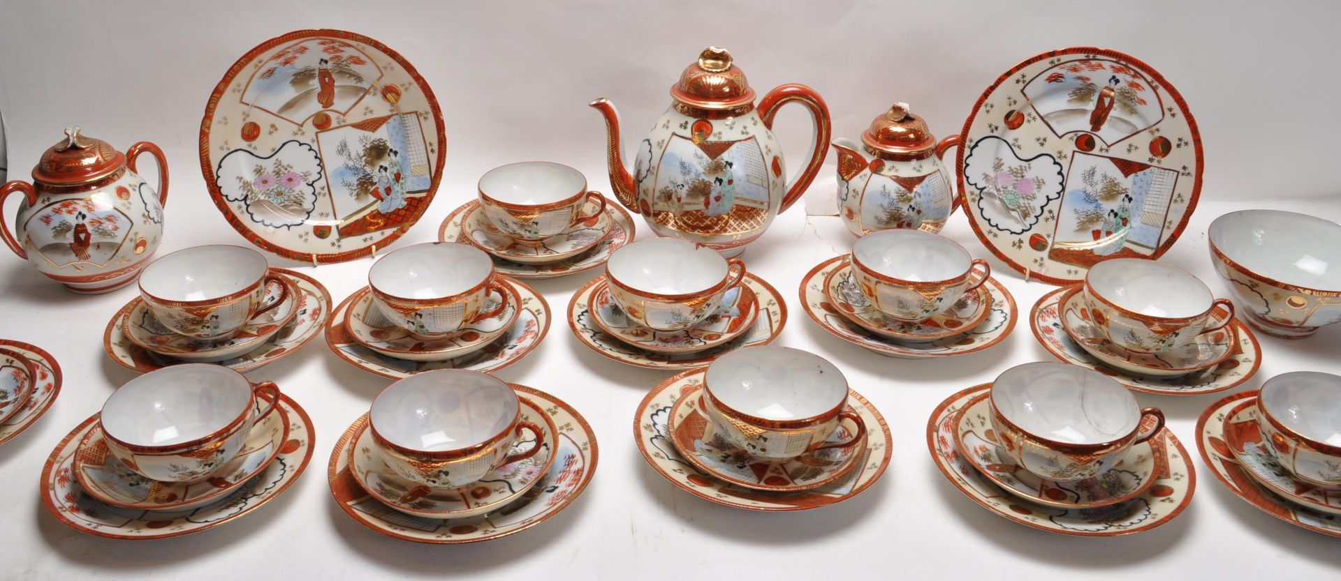 MEIJI PERIOD JAPANESE FINE PORCELAIN KUTANI TEA SERVICE