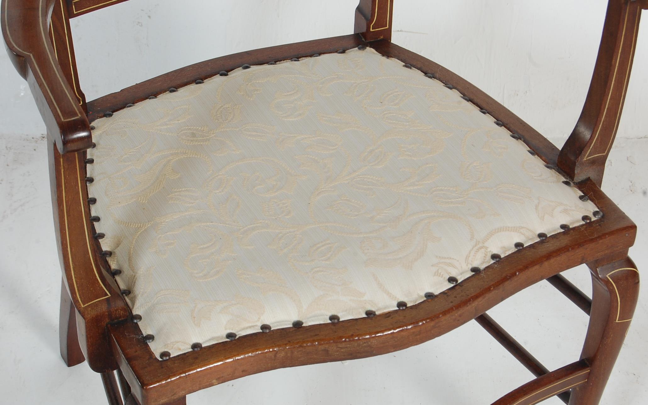 EDWARDIAN MARQUETRY INLAID MAHOGANY ARMCHAIR - Image 2 of 6