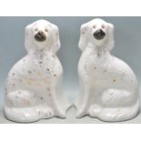 PAIR OF ANTIQUE 19TH CENTURY STAFFORDSHIRE MANTEL DOGS