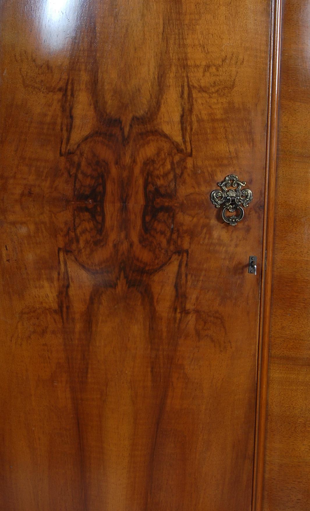 WALNUT 1950'S ART DECO REVIVAL DOUBLE WARDROBE ARMOIRE - Image 3 of 12