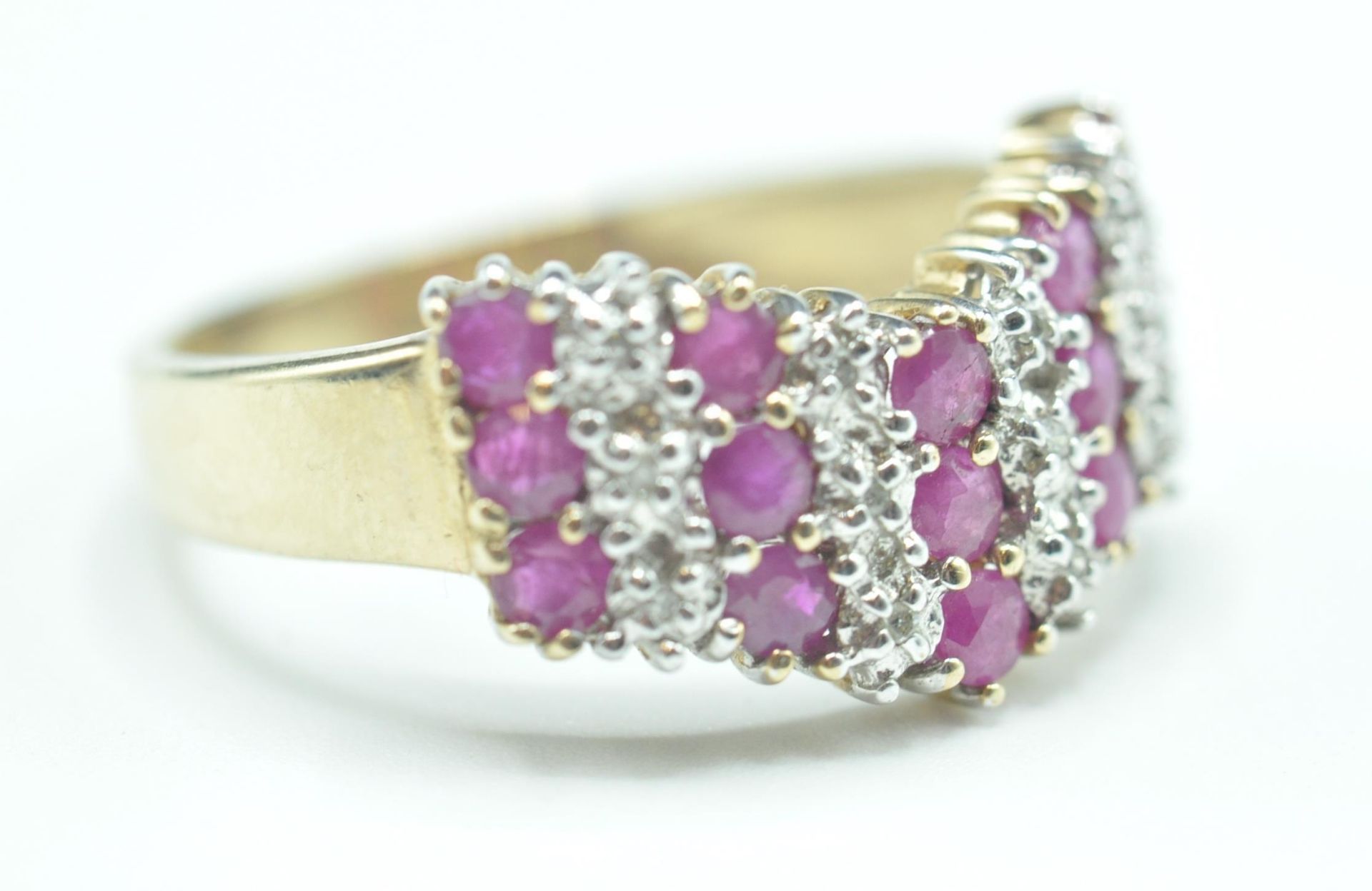 9CT GOLD PINK AND WHITE STONE RING