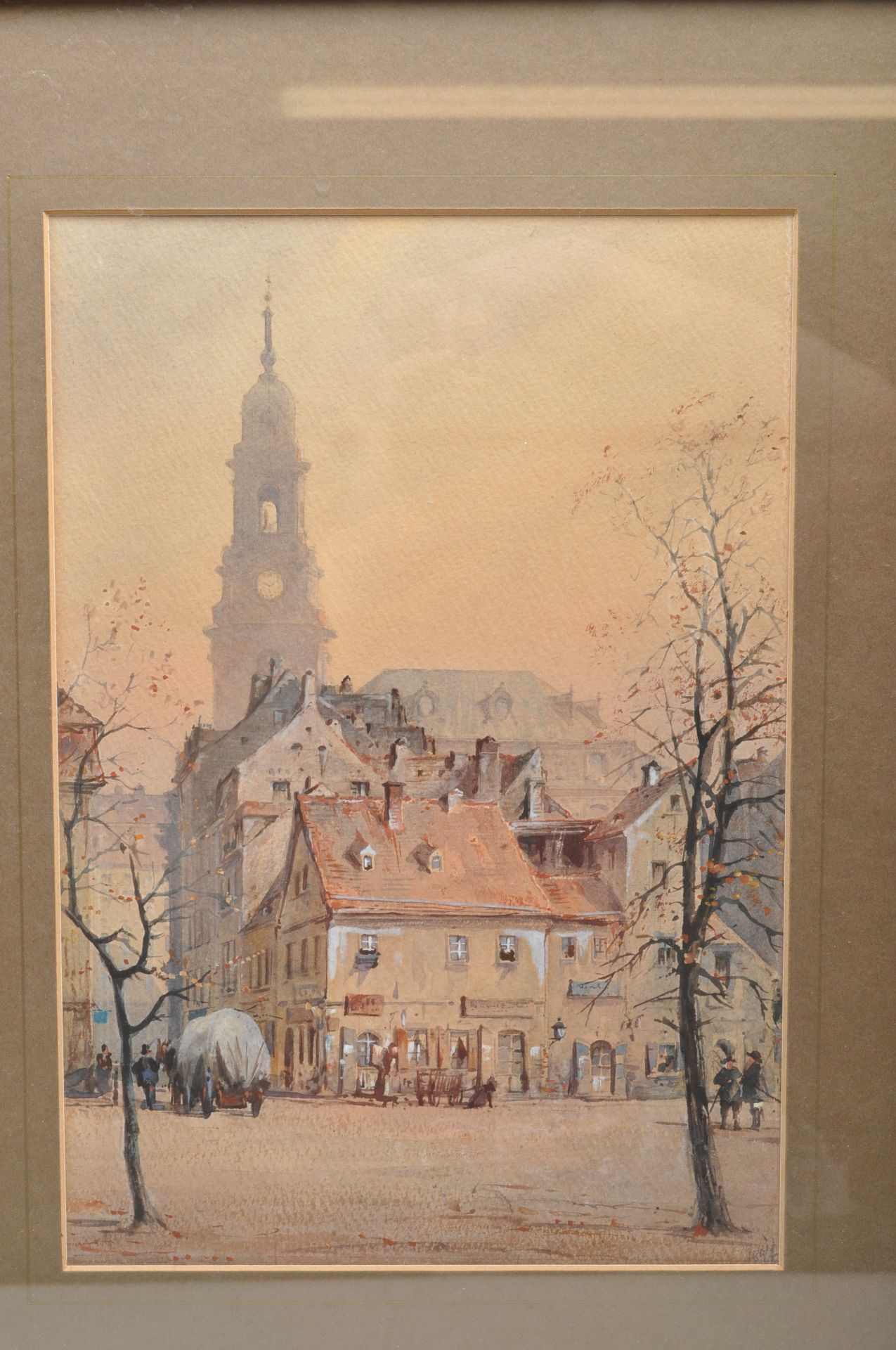 J. HARCOURT 1897 WATERCOLOUR PAINTING KREUZKIRCHE DRESDEN - Bild 2 aus 7