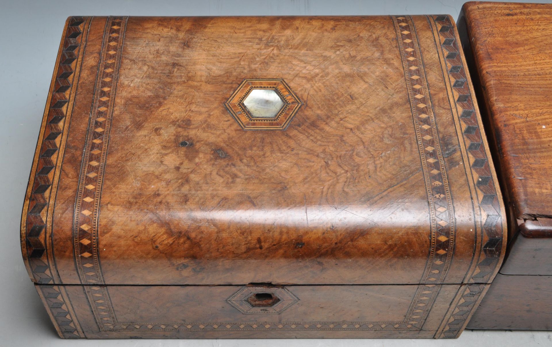 TWO ANTIQUE JEWELLERY BOXES - Image 3 of 8