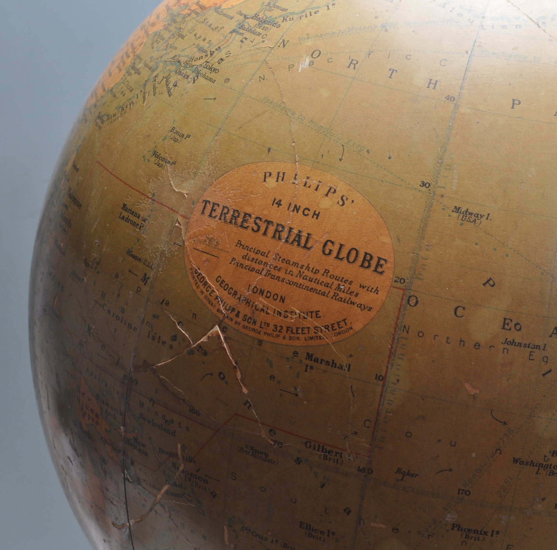 LARGE EARLY 20TH CENTURY 1930S PHILIPS TERRESTRIAL GLOBE - Image 2 of 7